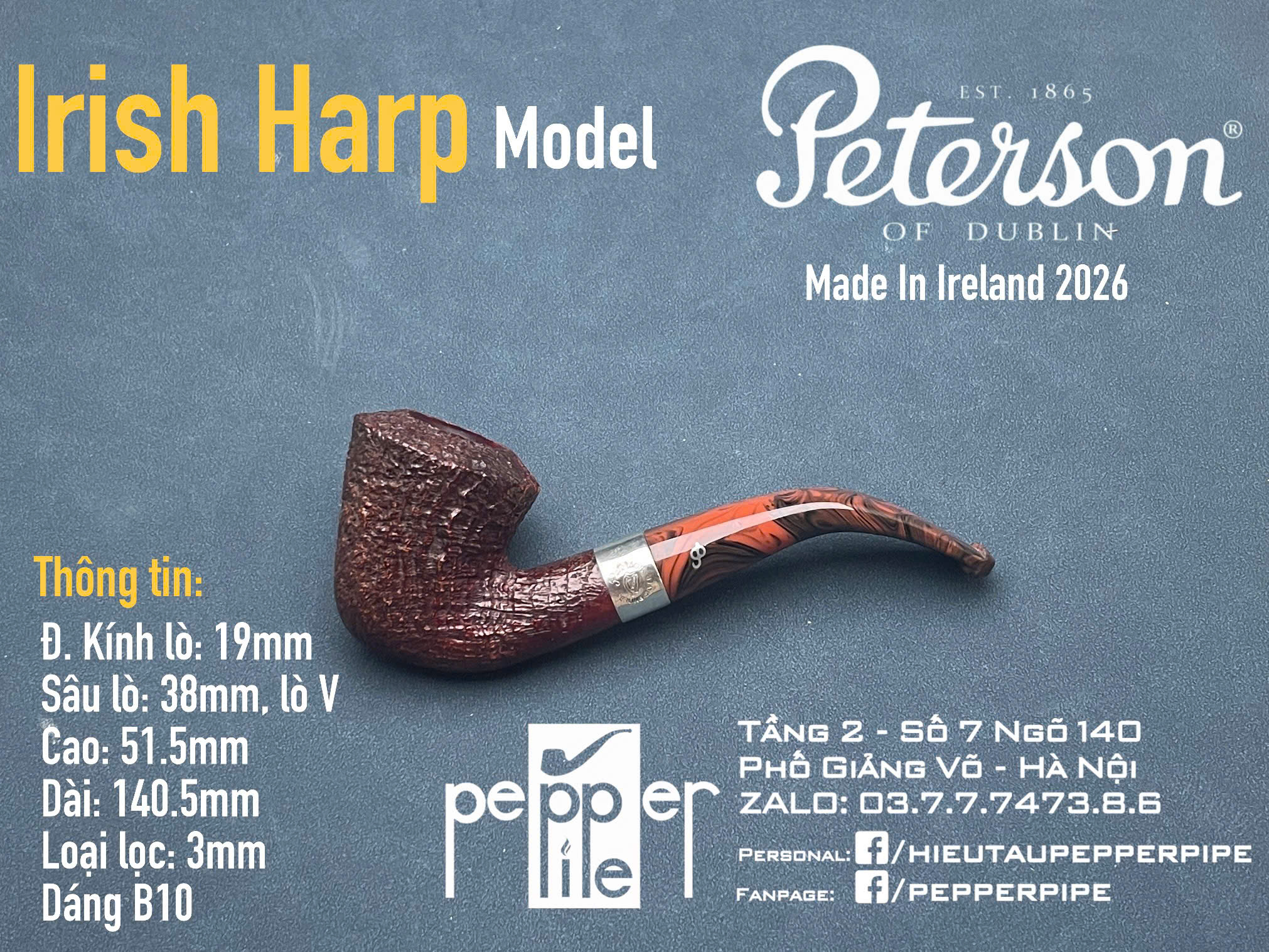 Peterson Irish Harp Sandblasted Shape B10