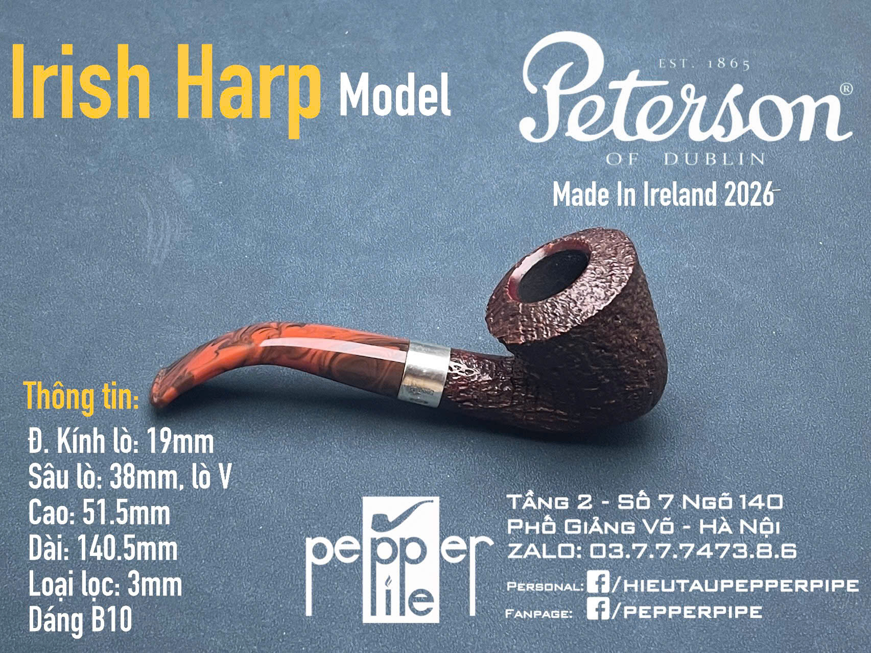Peterson Irish Harp Sandblasted Shape B10