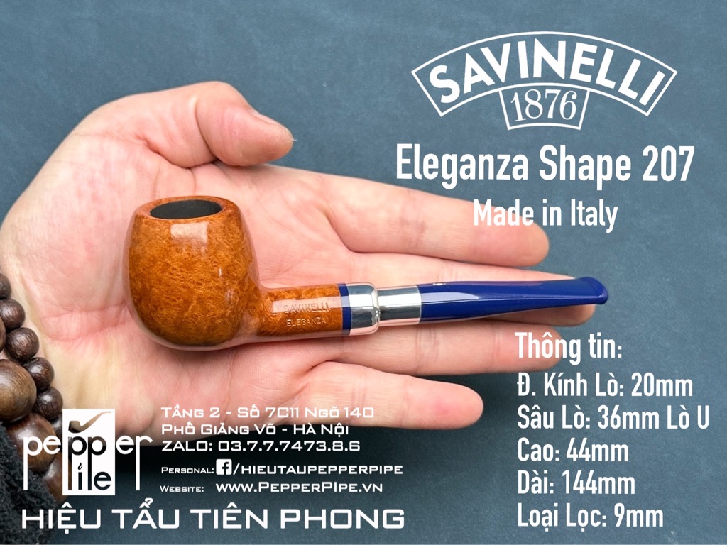 Savinelli Eleganza Smooth Natural - Shape 207 - Made in Italy