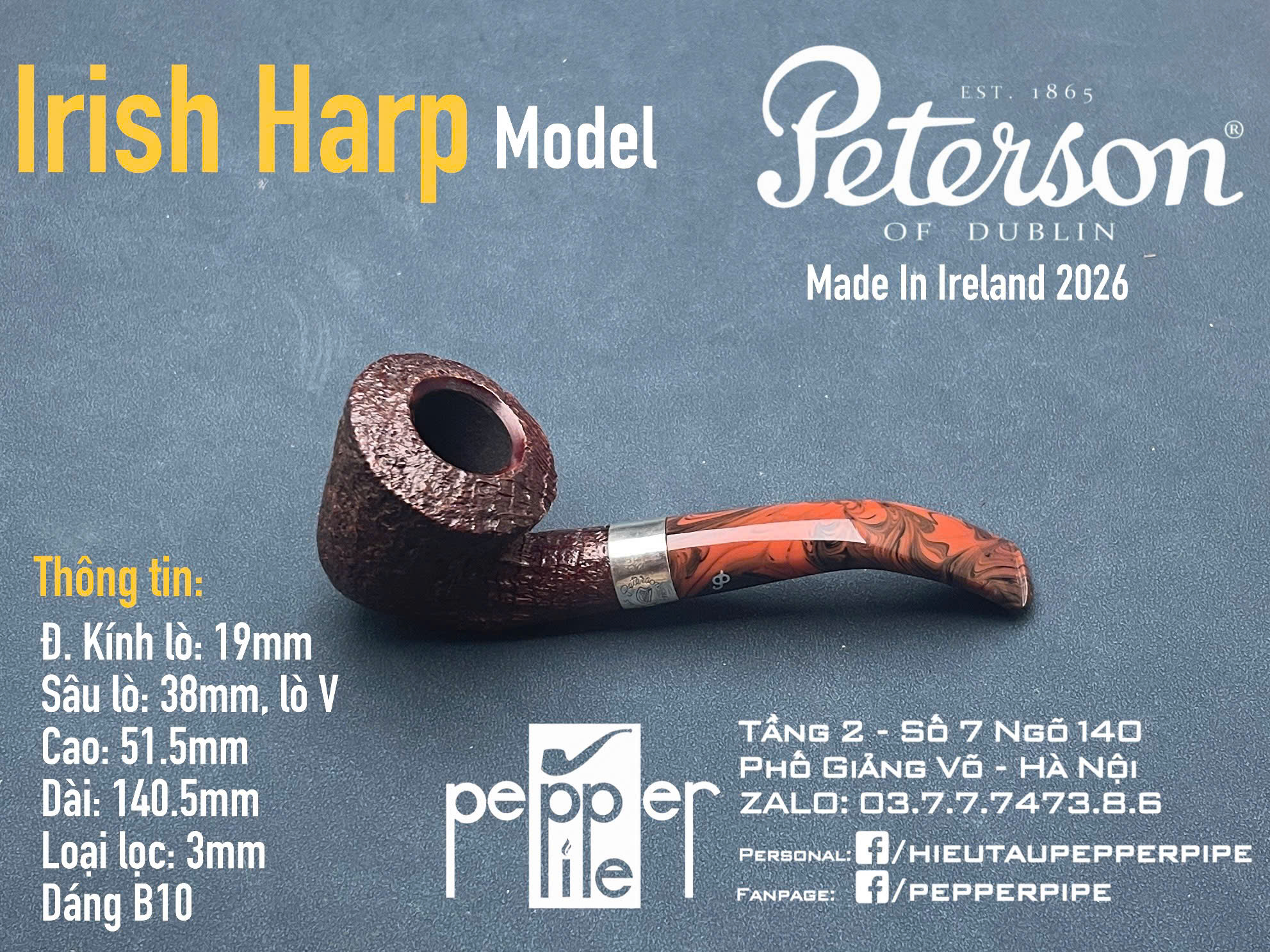 Peterson Irish Harp Sandblasted Shape B10