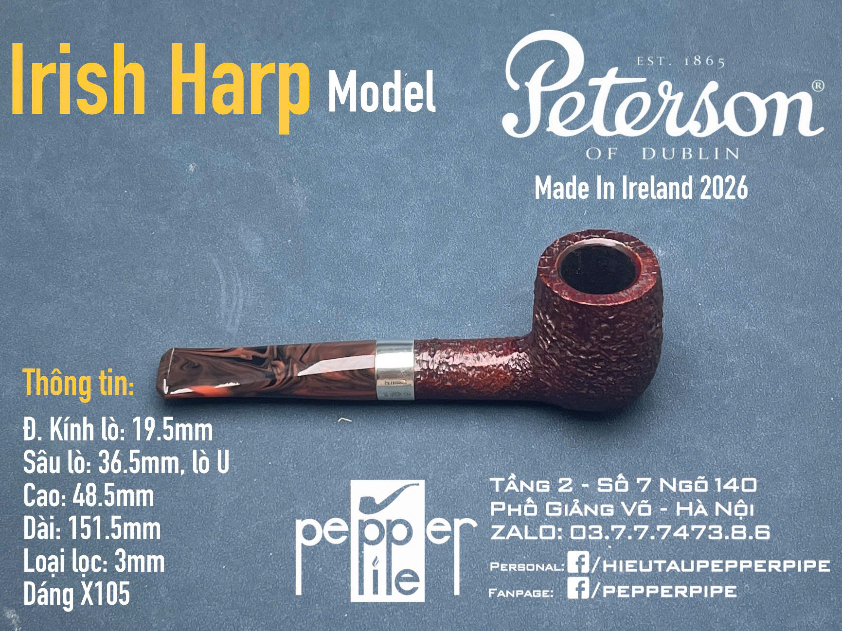Peterson Irish Harp Sandblasted Shape X105