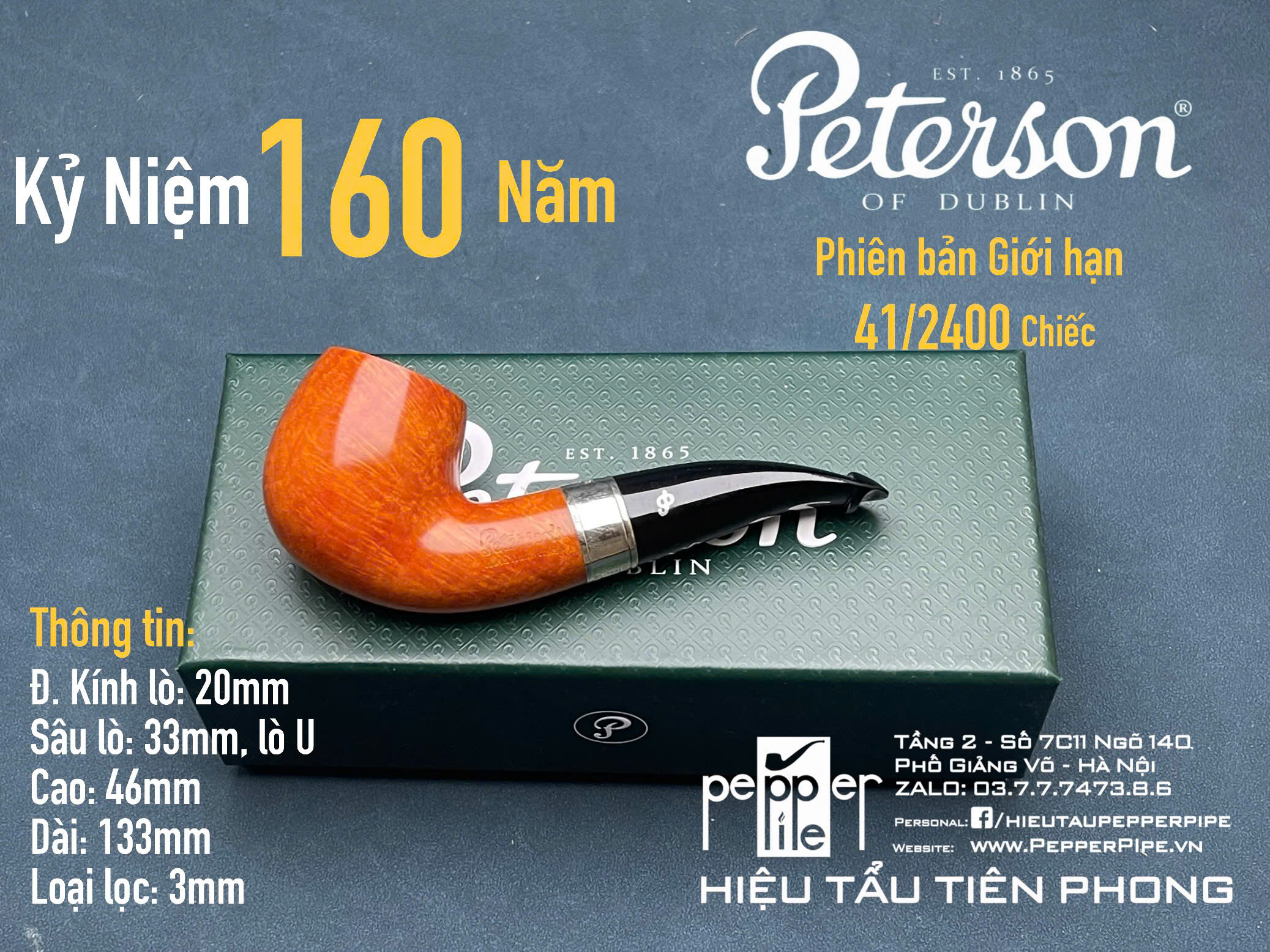 Peterson Smooth Natural 160 Years Anniversary Limited Edition 41/2400