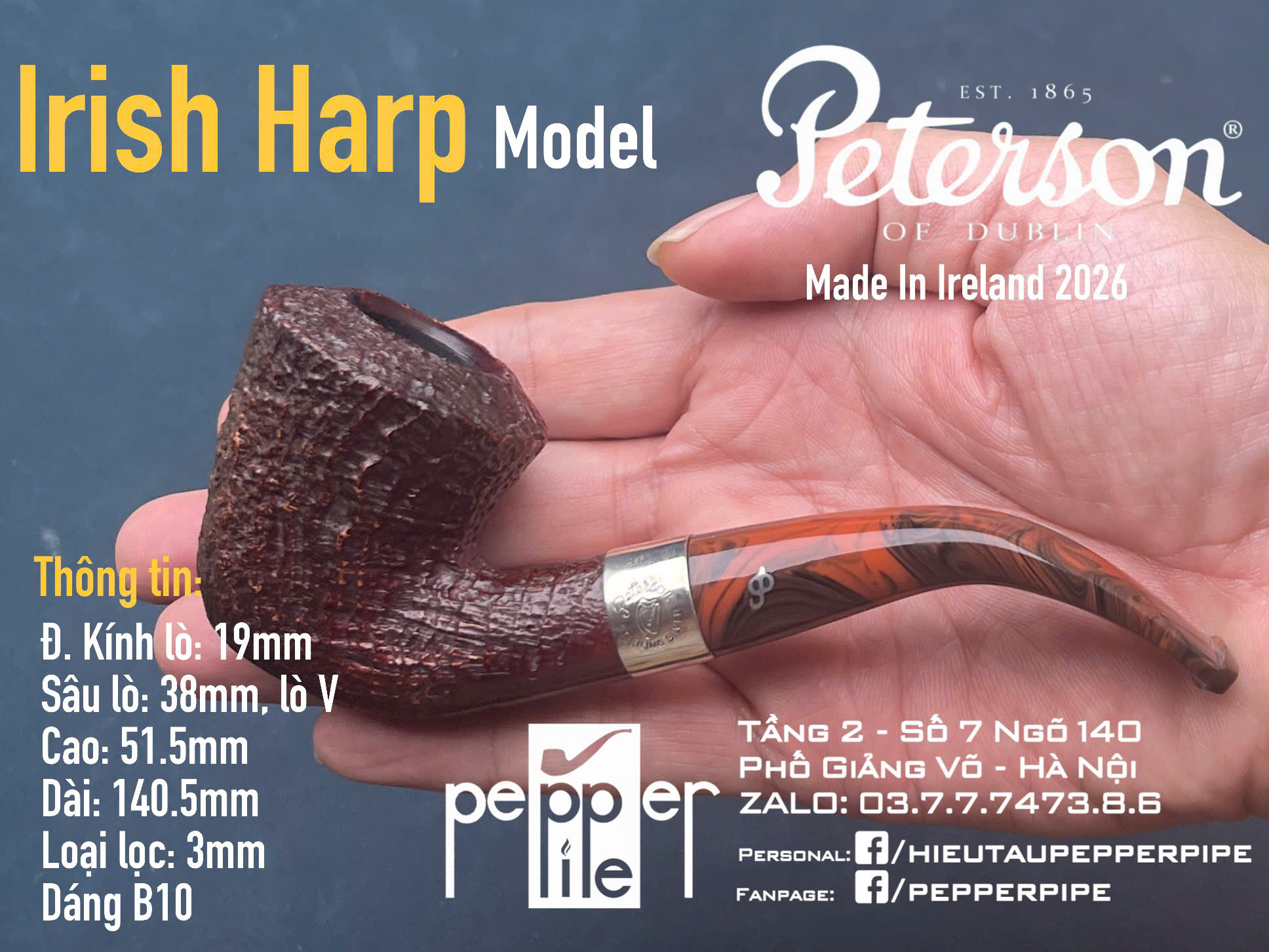 Peterson Irish Harp Sandblasted Shape B10