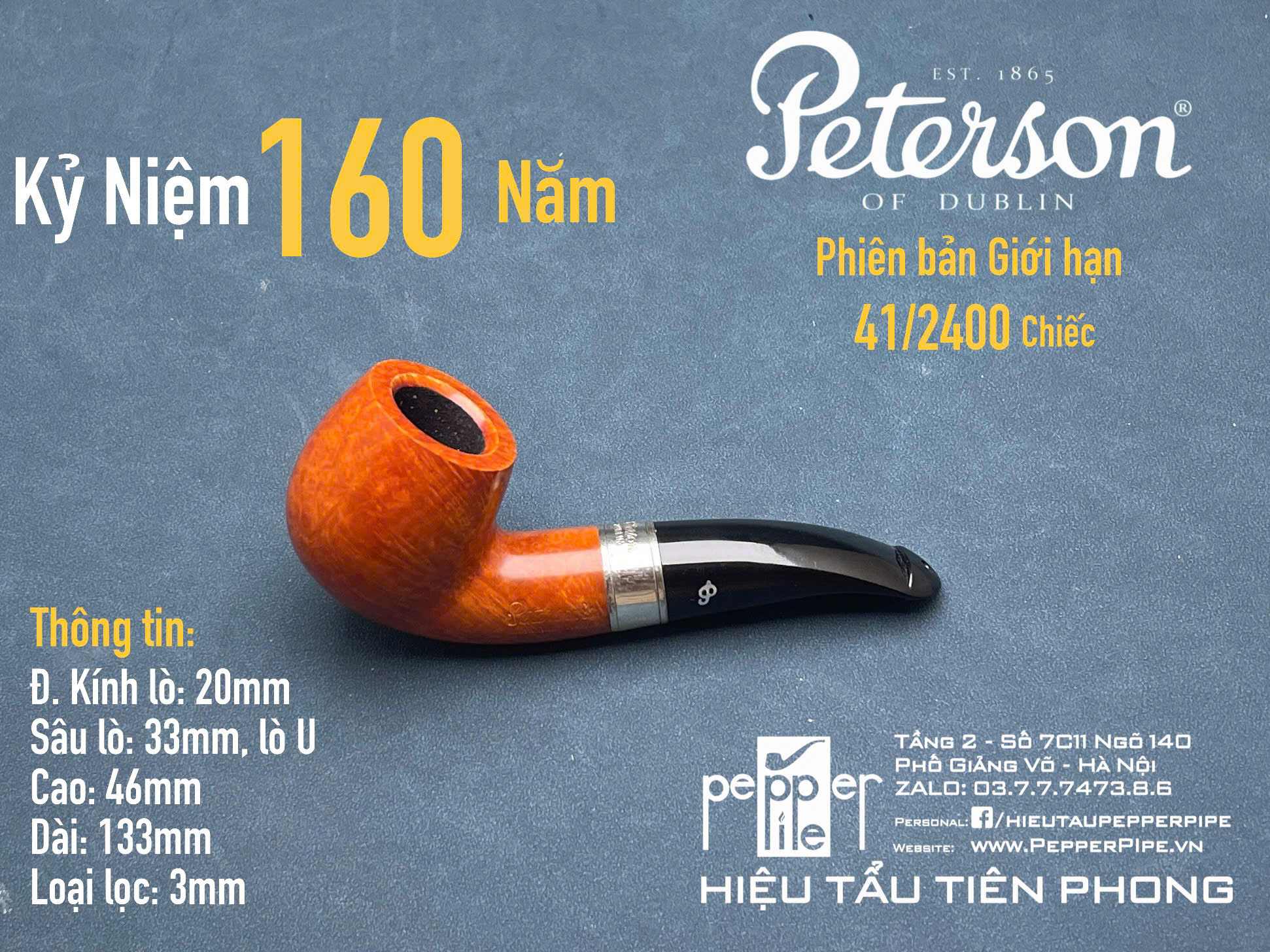 Peterson Smooth Natural 160 Years Anniversary Limited Edition 41/2400
