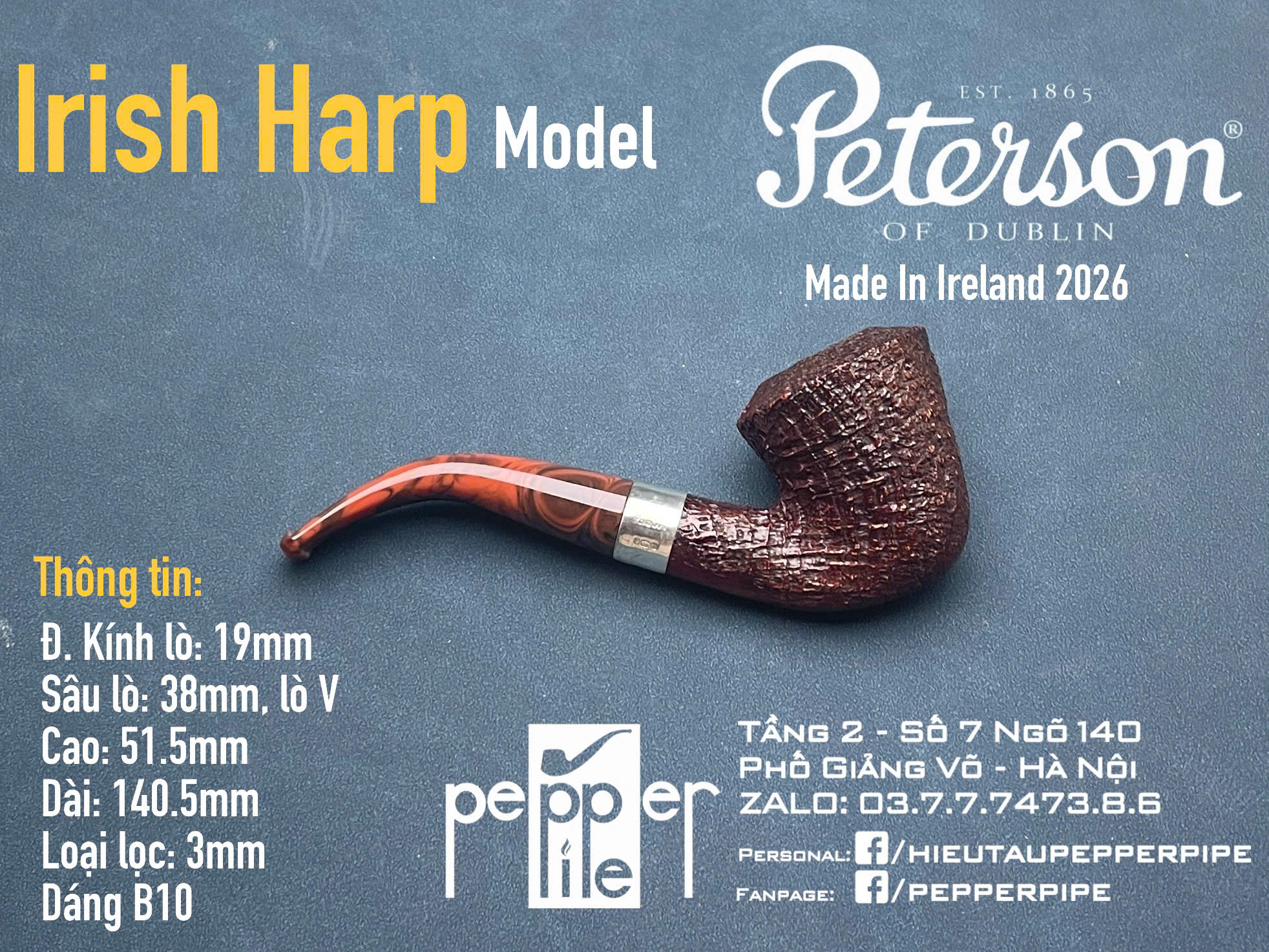 Peterson Irish Harp Sandblasted Shape B10
