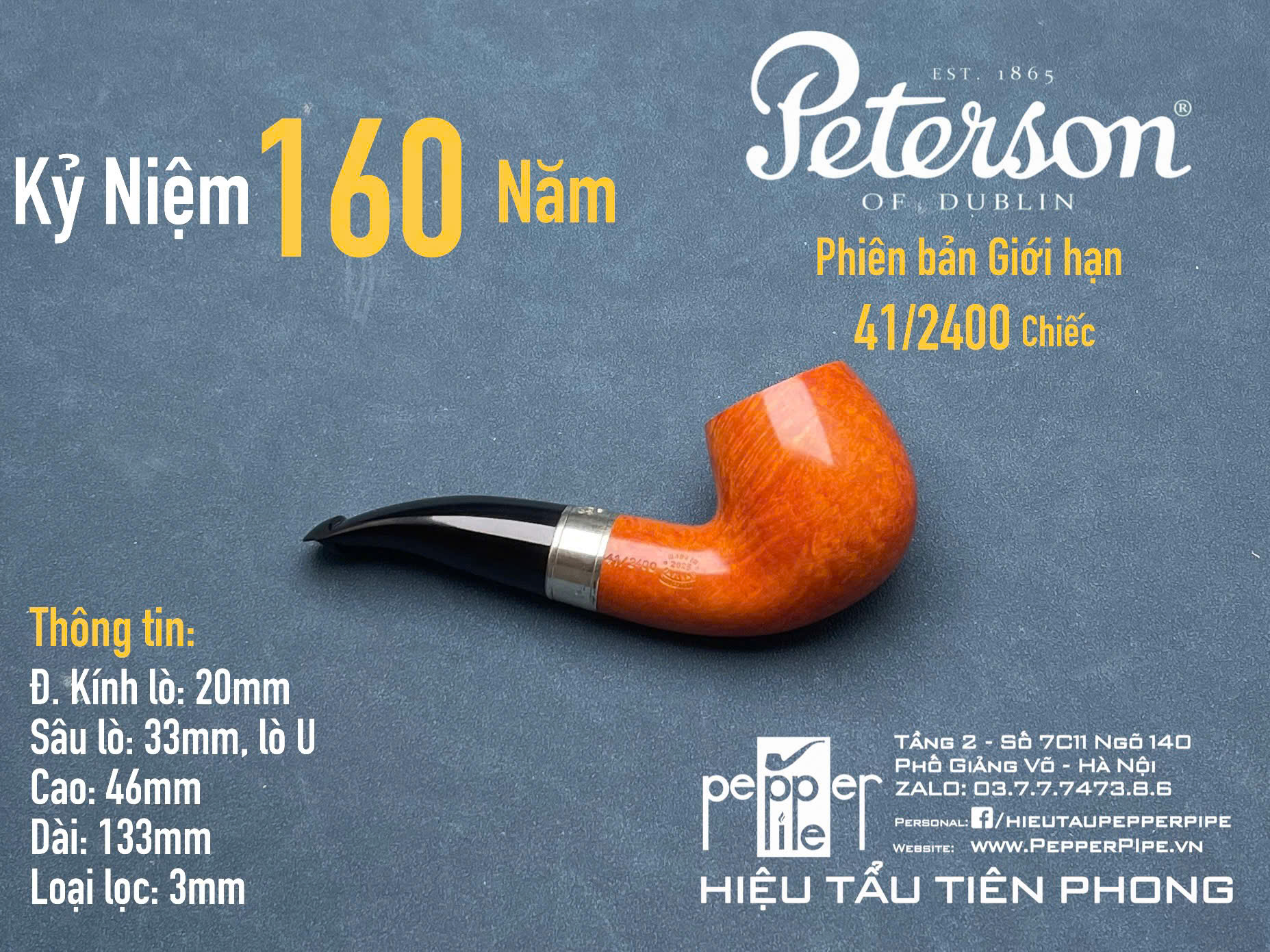 Peterson Smooth Natural 160 Years Anniversary Limited Edition 41/2400
