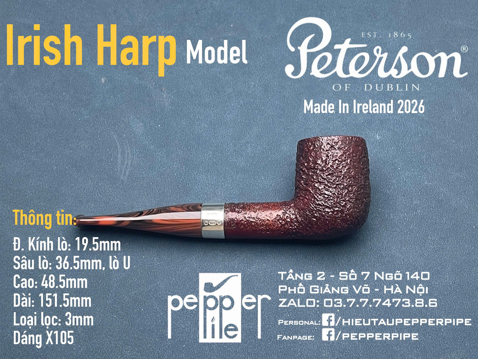 Peterson Irish Harp Sandblasted Shape X105