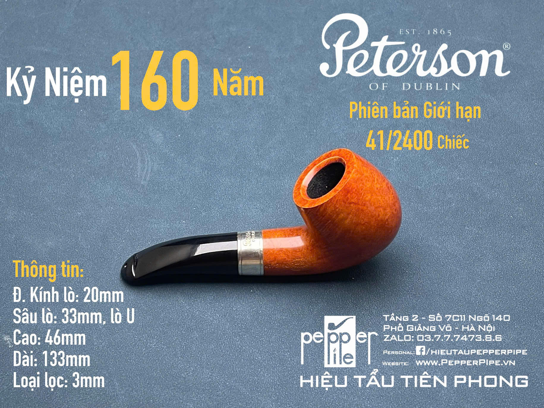 Peterson Smooth Natural 160 Years Anniversary Limited Edition 41/2400