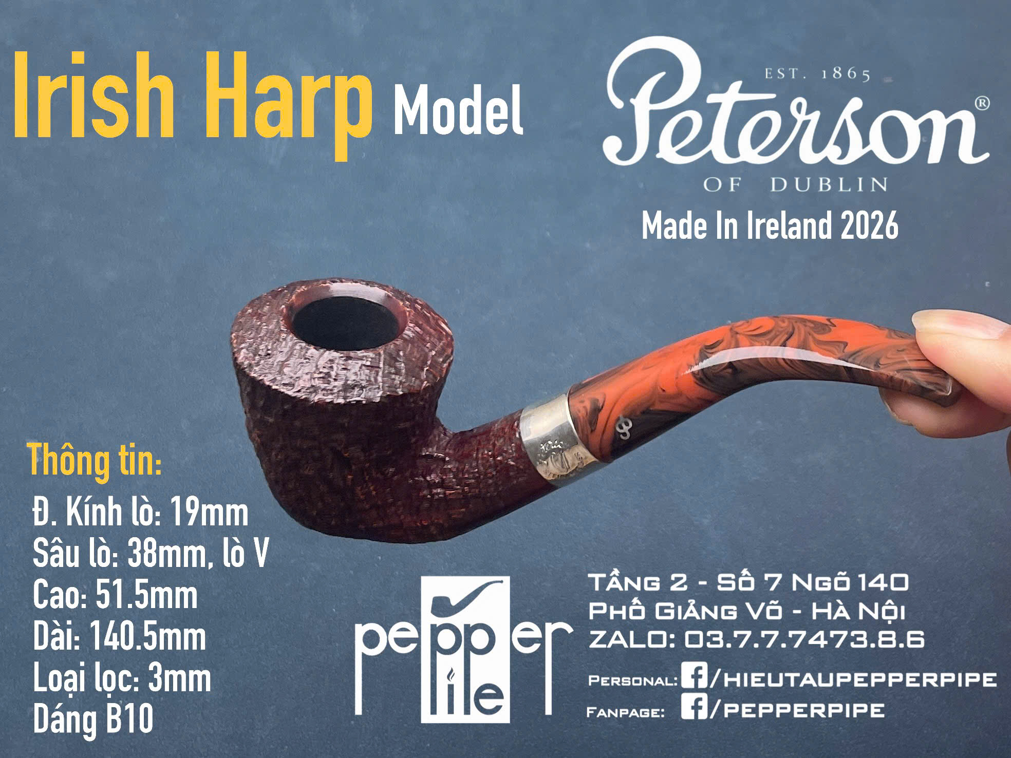 Peterson Irish Harp Sandblasted Shape B10