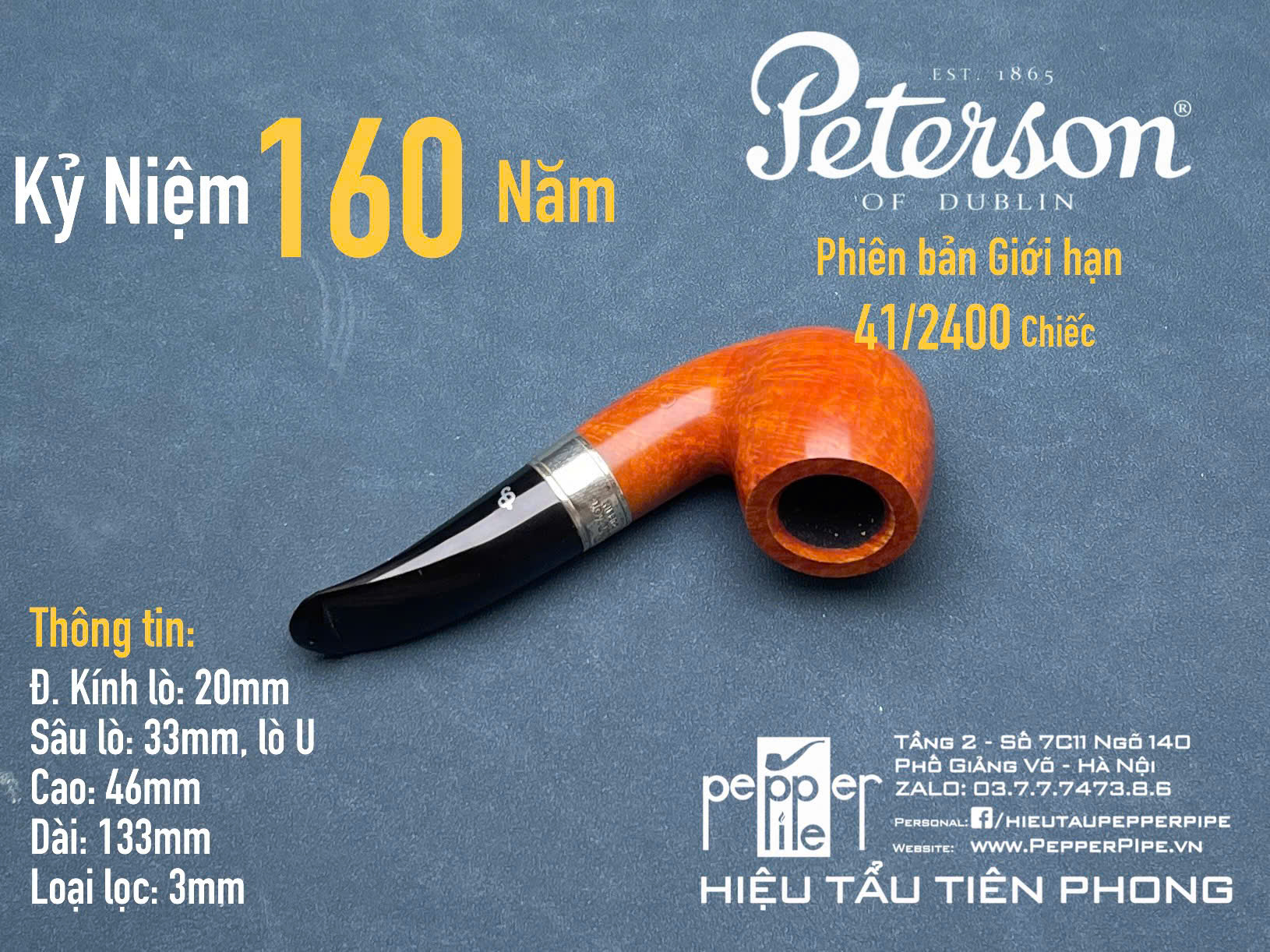 Peterson Smooth Natural 160 Years Anniversary Limited Edition 41/2400