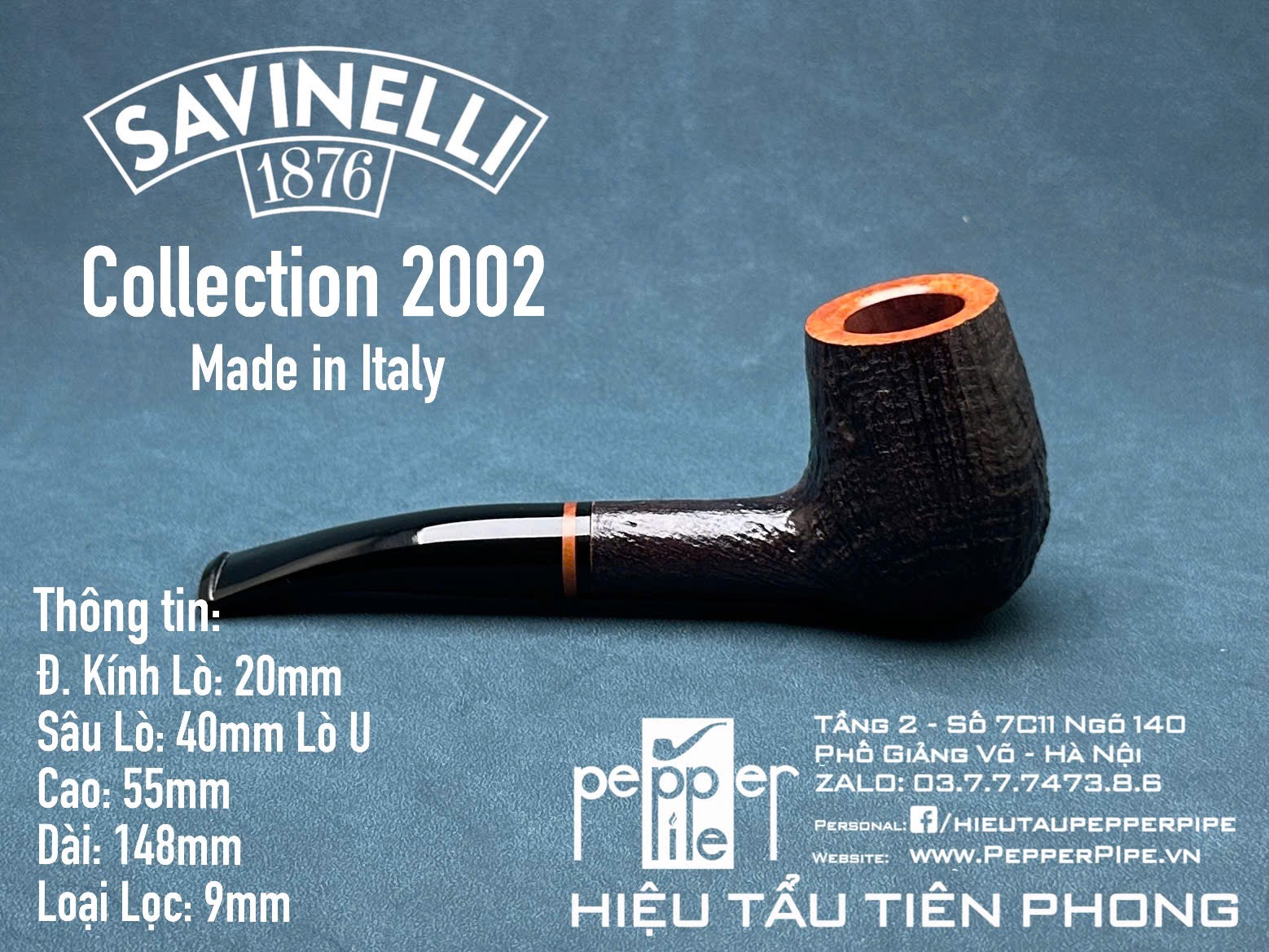 Savinelli Collection 2002 - Sandblasted - Made in Italy