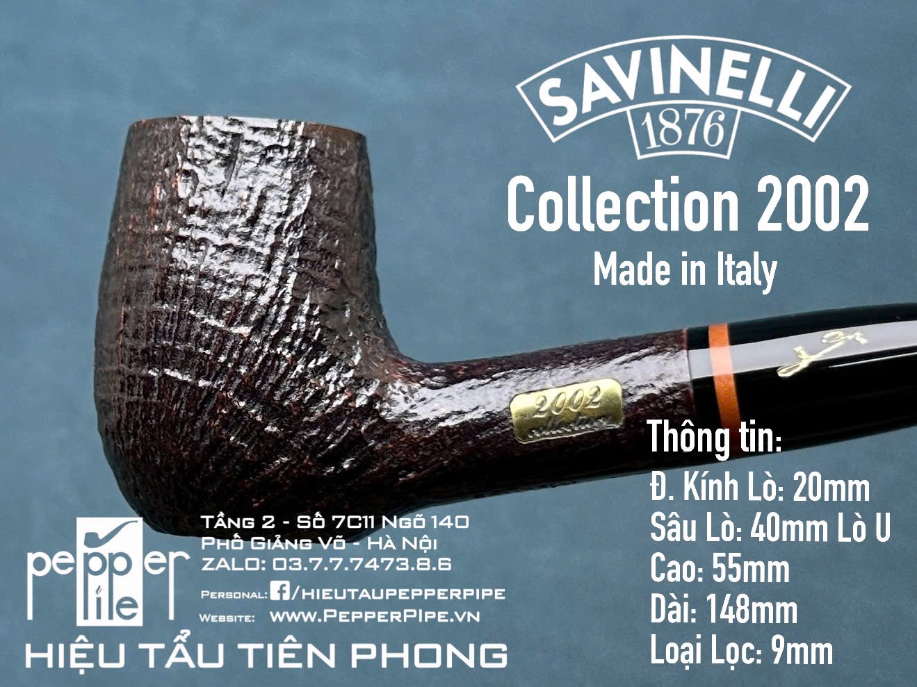 Savinelli Collection 2002 - Sandblasted - Made in Italy