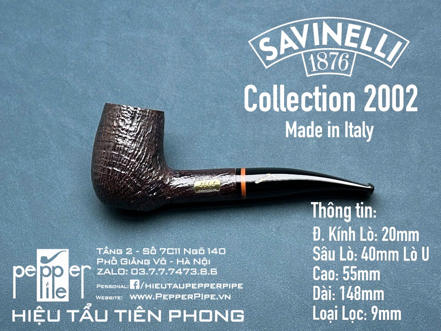 Savinelli Collection 2002 - Sandblasted - Made in Italy
