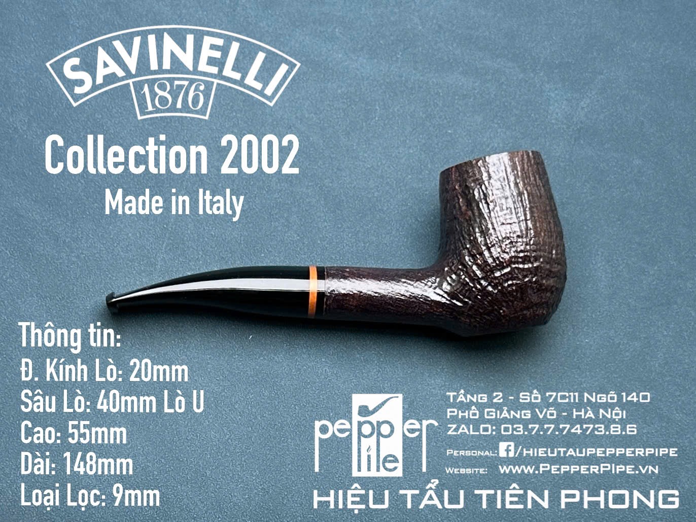 Savinelli Collection 2002 - Sandblasted - Made in Italy