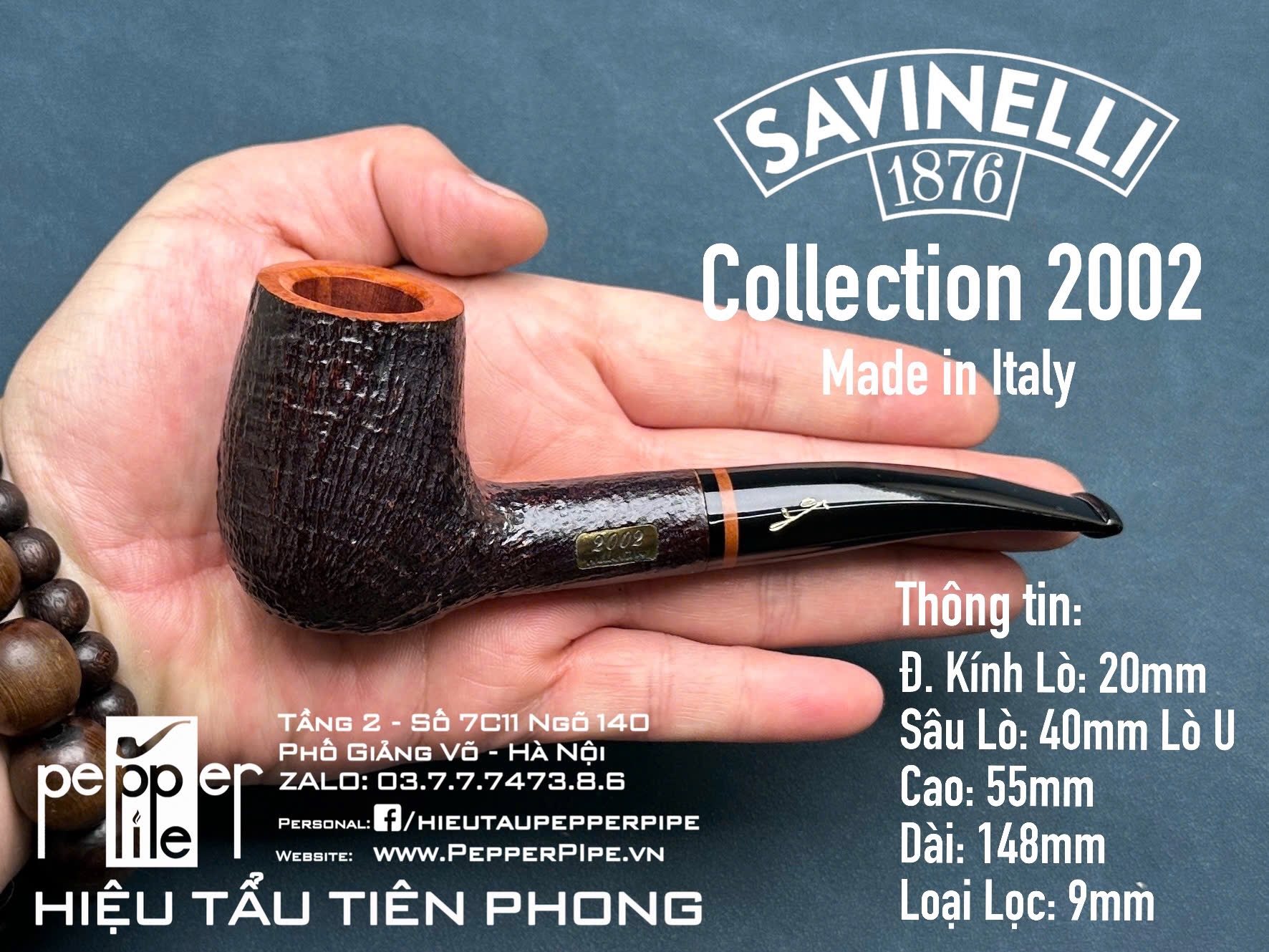 Savinelli Collection 2002 - Sandblasted - Made in Italy