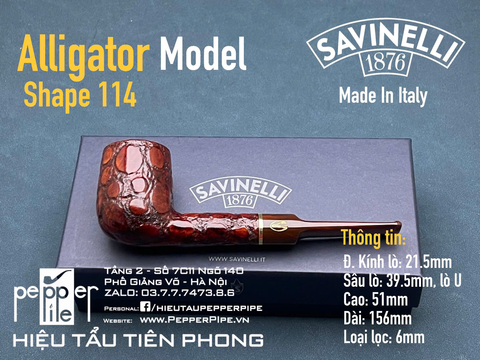 Savinelli Alligator Rustic Shape 114