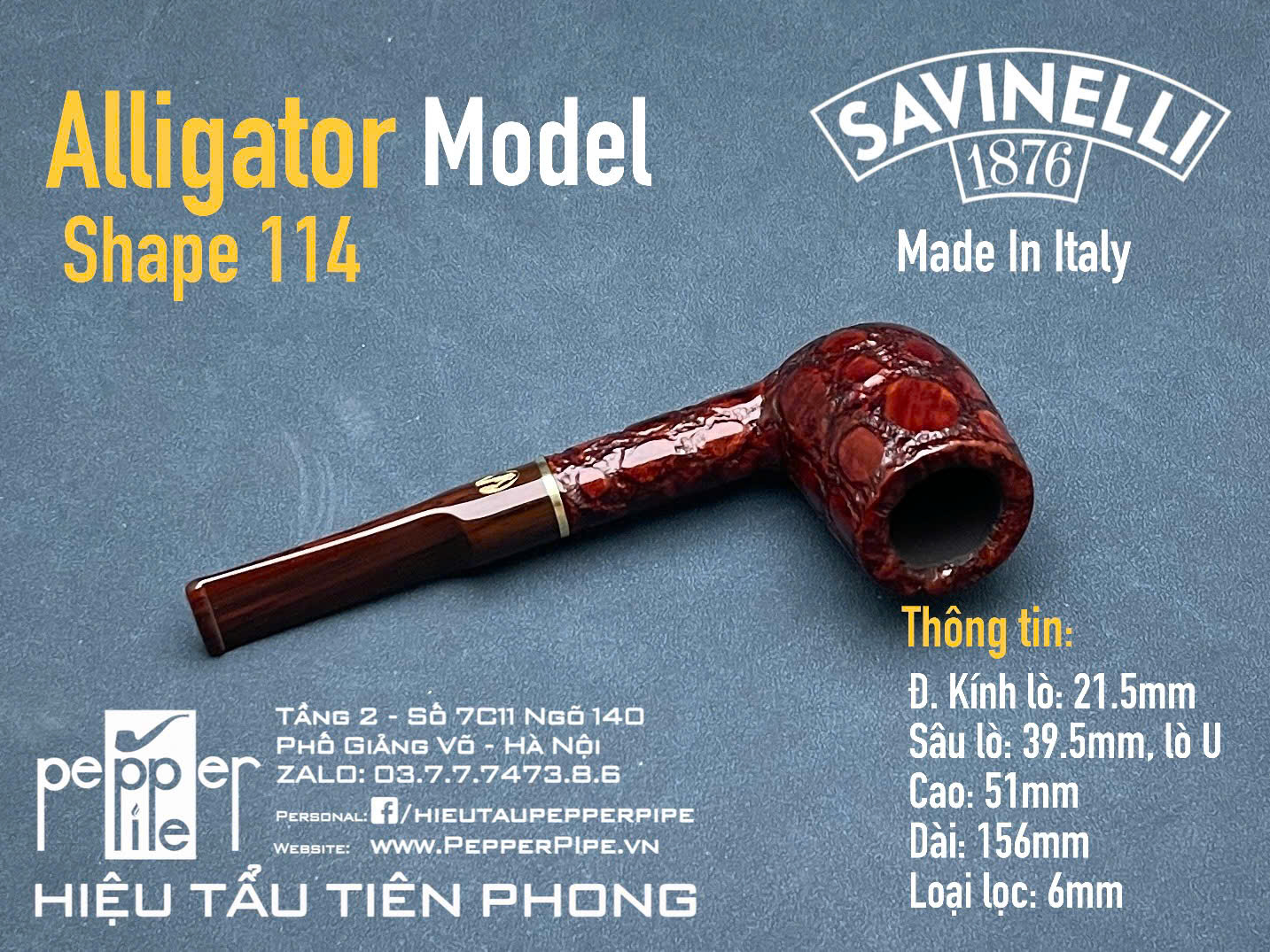 Savinelli Alligator Rustic Shape 114