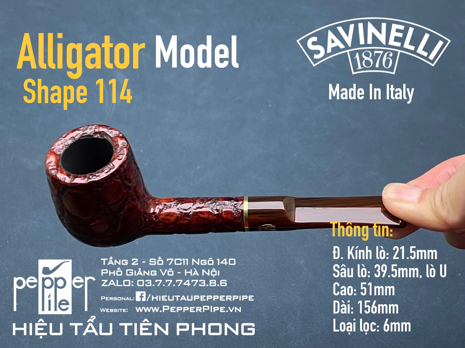 Savinelli Alligator Rustic Shape 114
