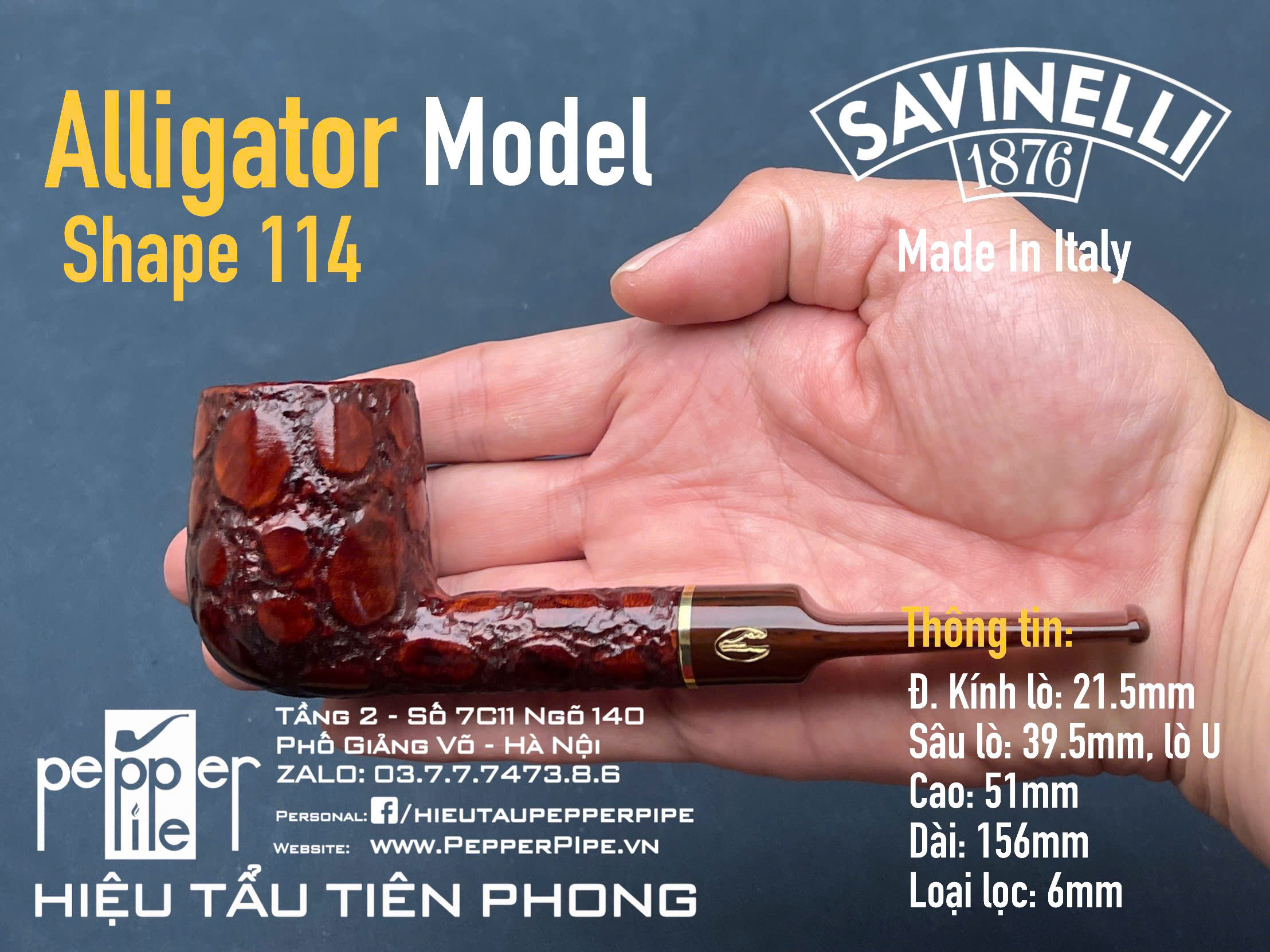Savinelli Alligator Rustic Shape 114