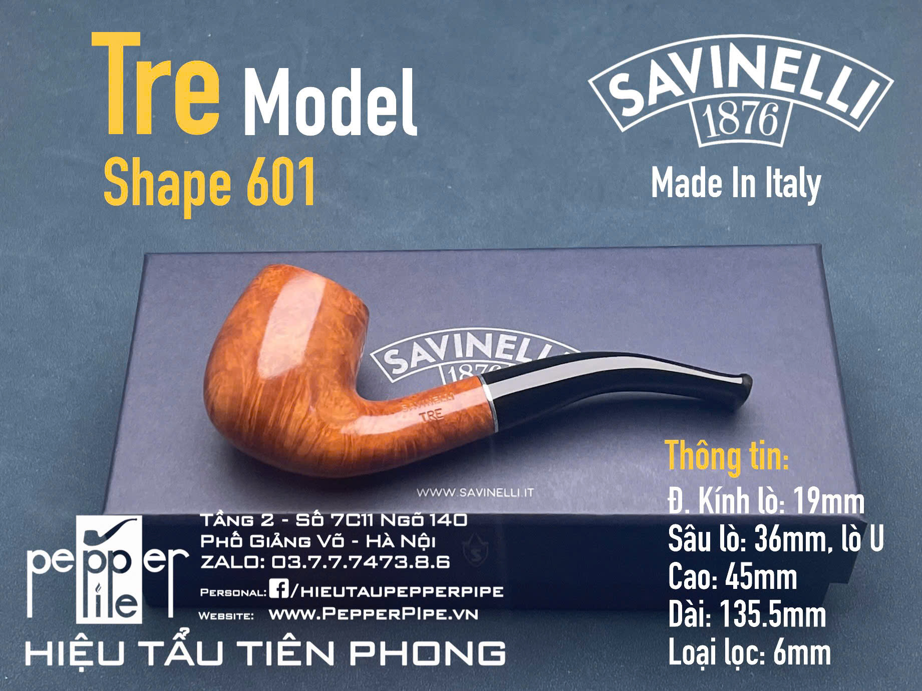 Savinelli Tre Smooth Shape 601