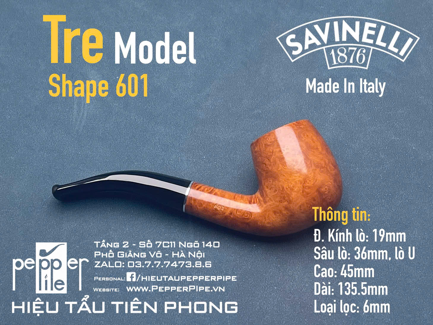 Savinelli Tre Smooth Shape 601