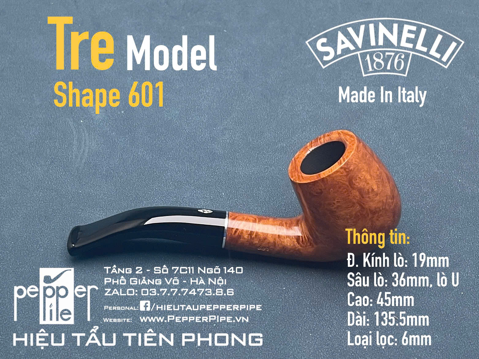 Savinelli Tre Smooth Shape 601