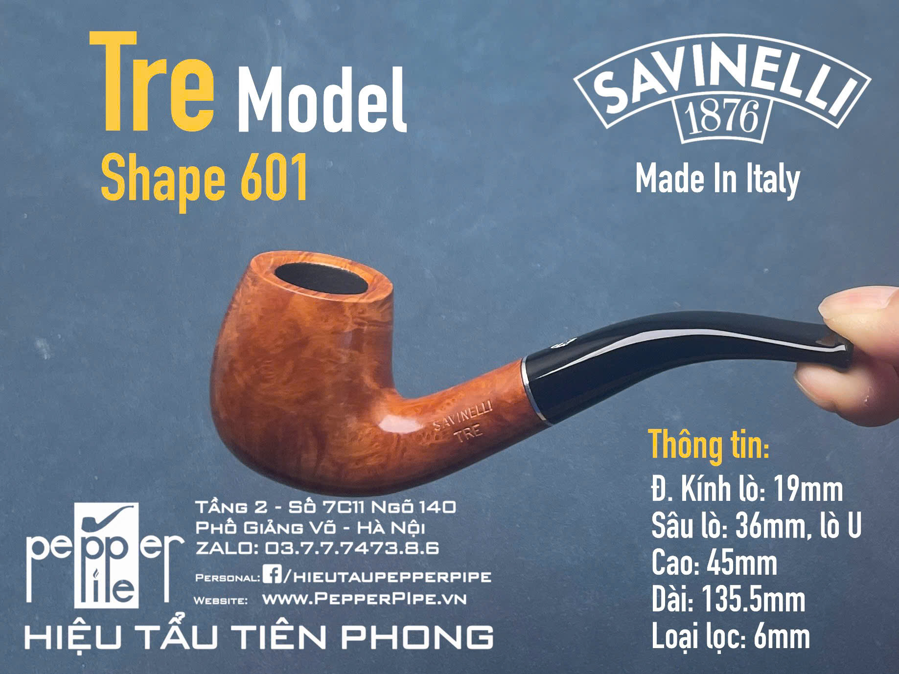 Savinelli Tre Smooth Shape 601