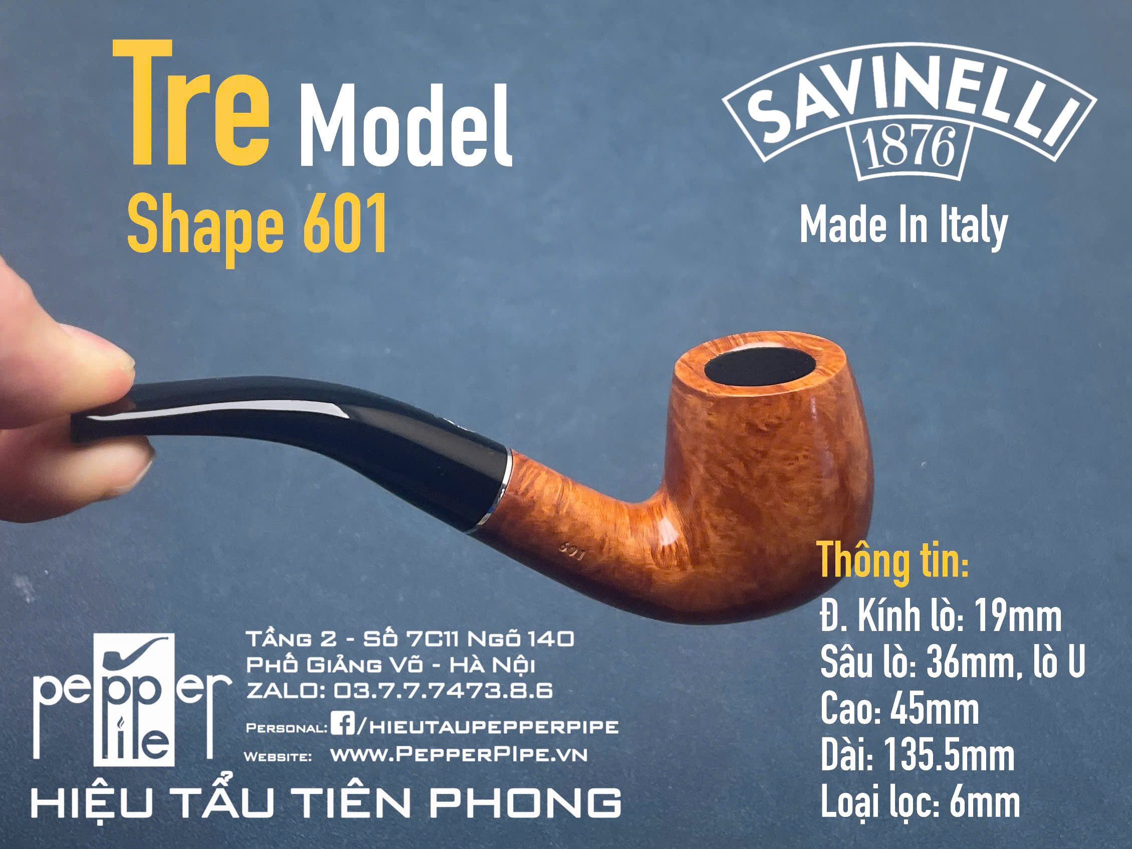 Savinelli Tre Smooth Shape 601