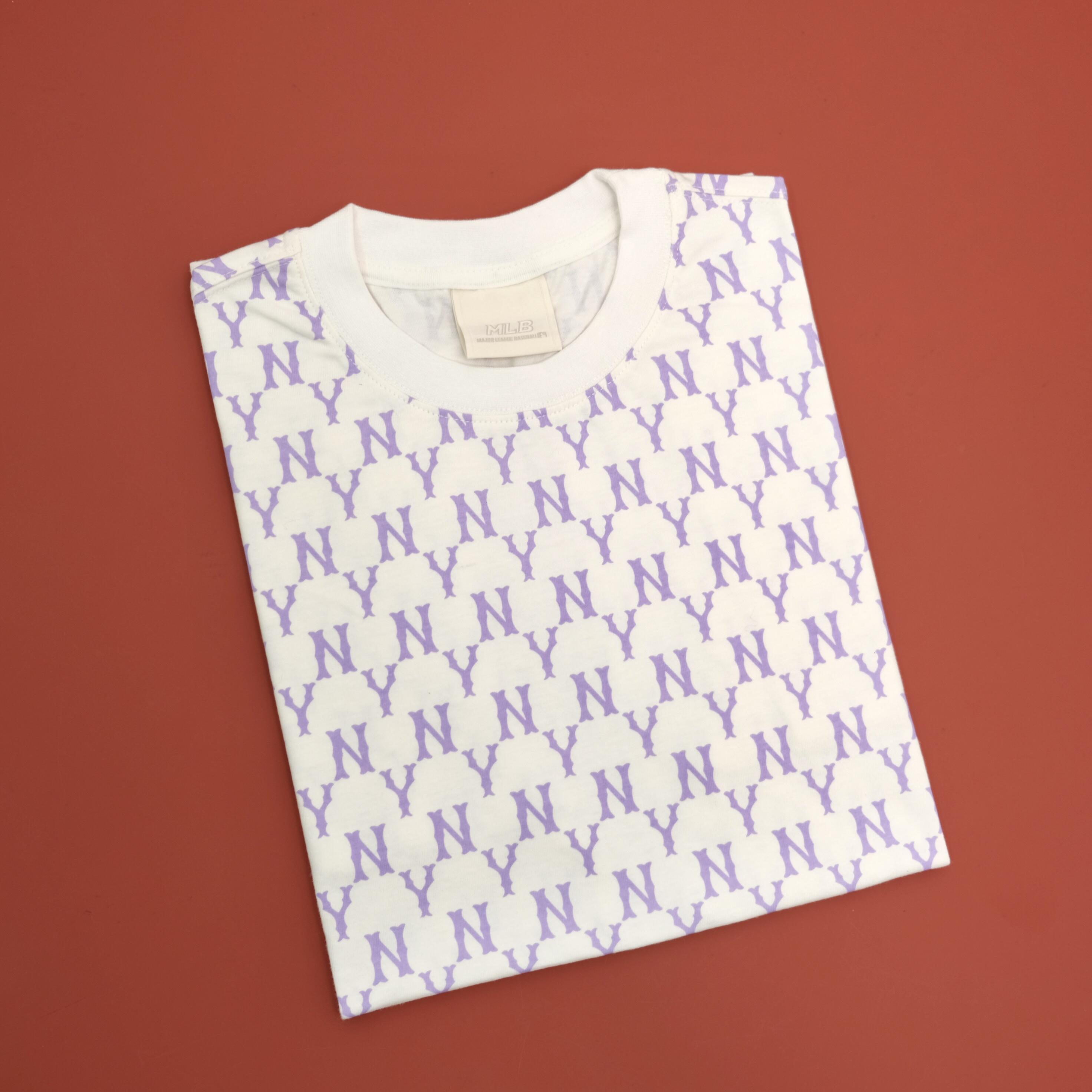 Áo Thun M.L.B Unisex Cho Nam Nữ Cổ Tròn Tay Ngắn Hoạ Tiết In Hoạ Tiết