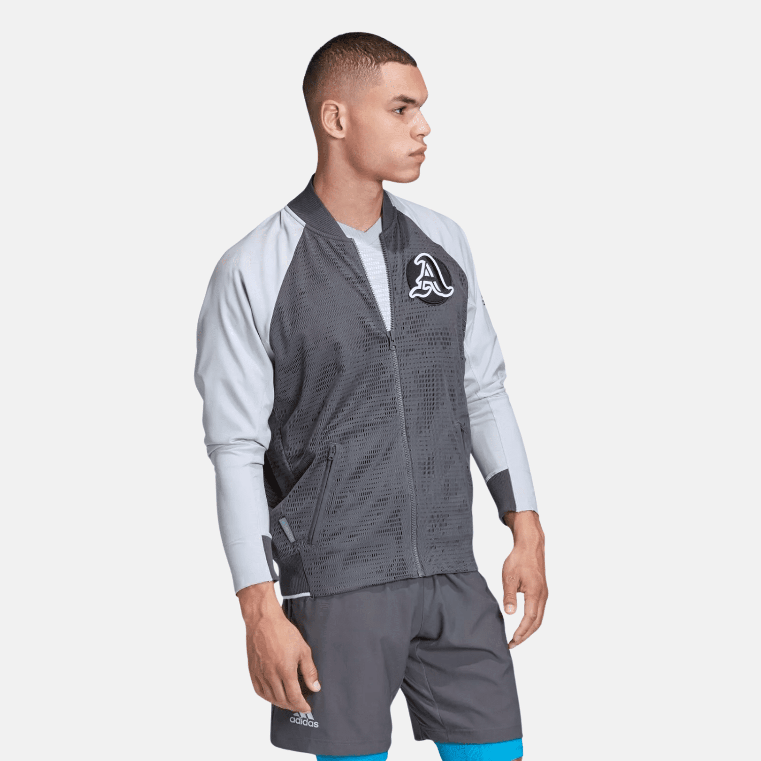 Áo Khoác Bomber Thể Thao Adidas VRCT Primeblue Xám - FB8121