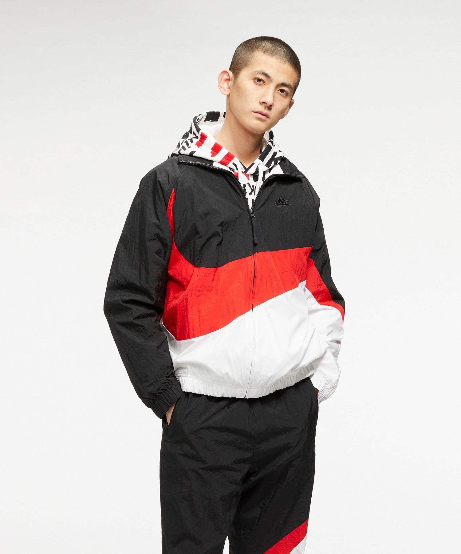Áo Khoác Gió Unisex Cho Nam Nữ Nike Sportswear Big Swoosh Woven Jacket - Đen/Trắng