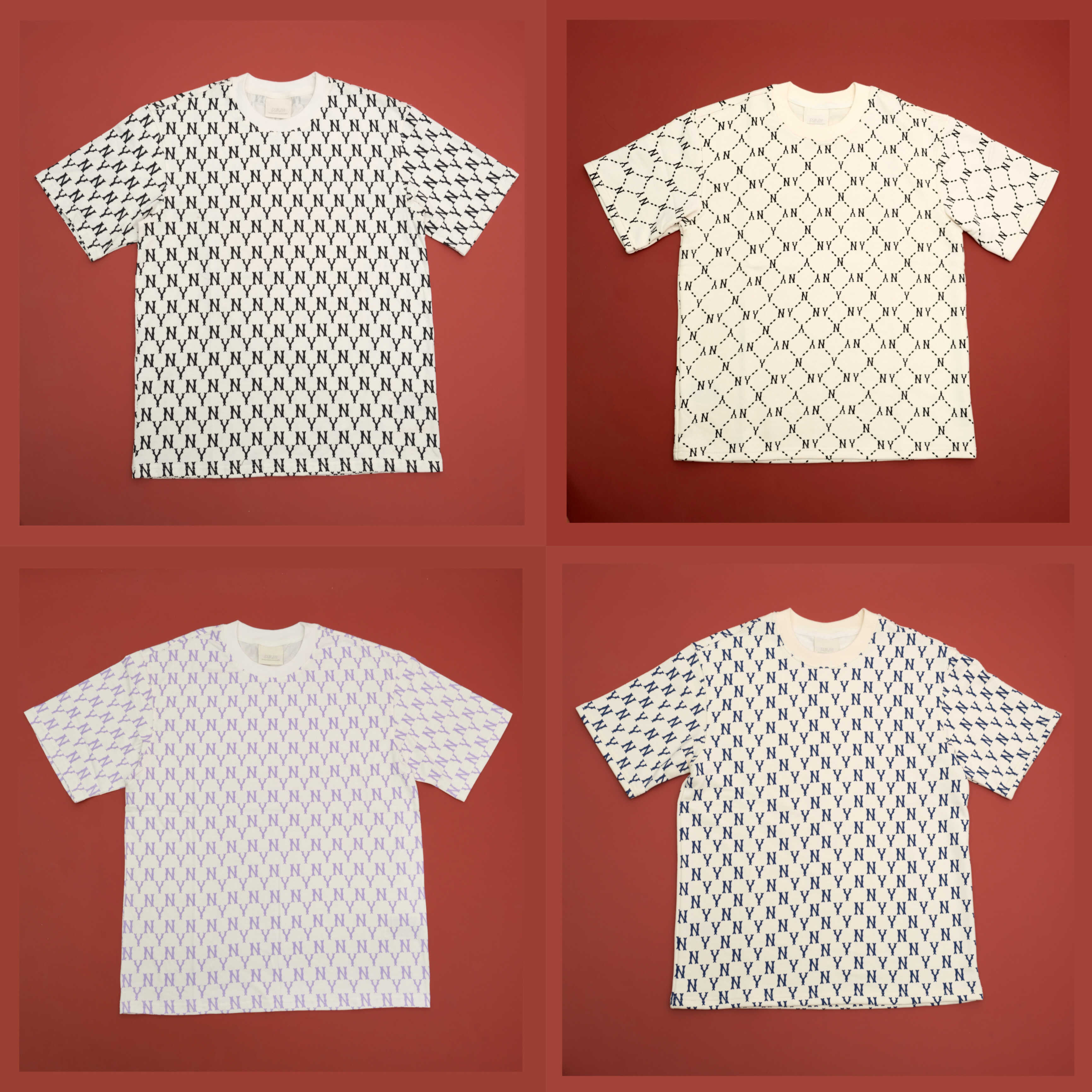 Áo Thun M.L.B Unisex Cho Nam Nữ Cổ Tròn Tay Ngắn Hoạ Tiết In Hoạ Tiết