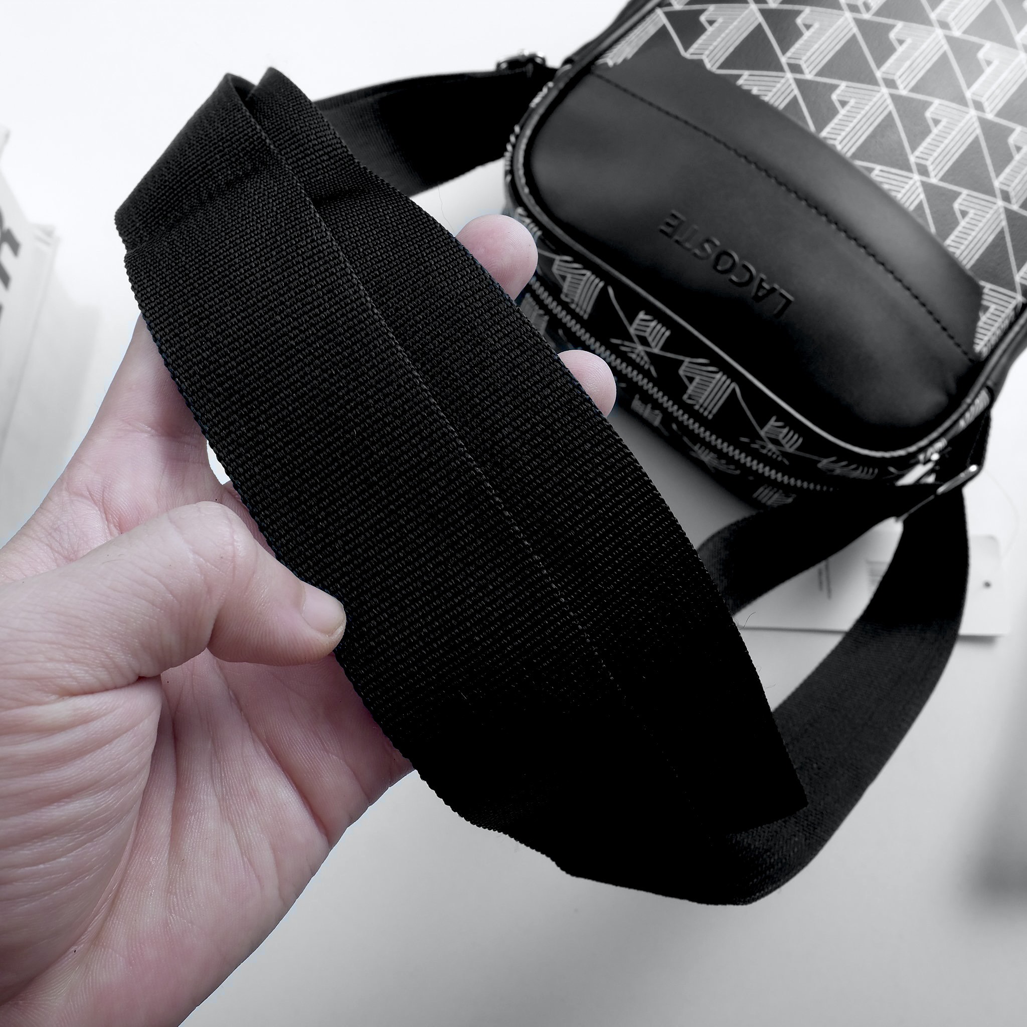 Túi Đeo Chéo Thời Trang Lacoste Black Monogram-pattern Messenger Bag