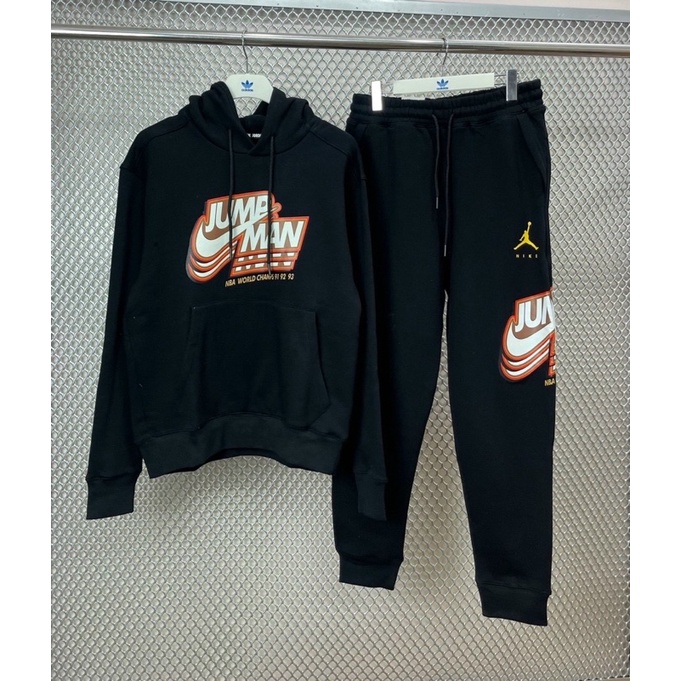 Bộ Quần Áo Thể Thao Mùa Đông Hoodie + Jogger Unisex Nam Nữ NK Air Jordan JumpMan Fleece