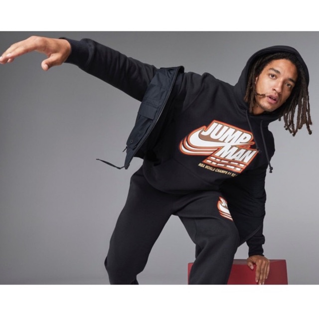 Bộ Quần Áo Thể Thao Mùa Đông Hoodie + Jogger Unisex Nam Nữ NK Air Jordan JumpMan Fleece