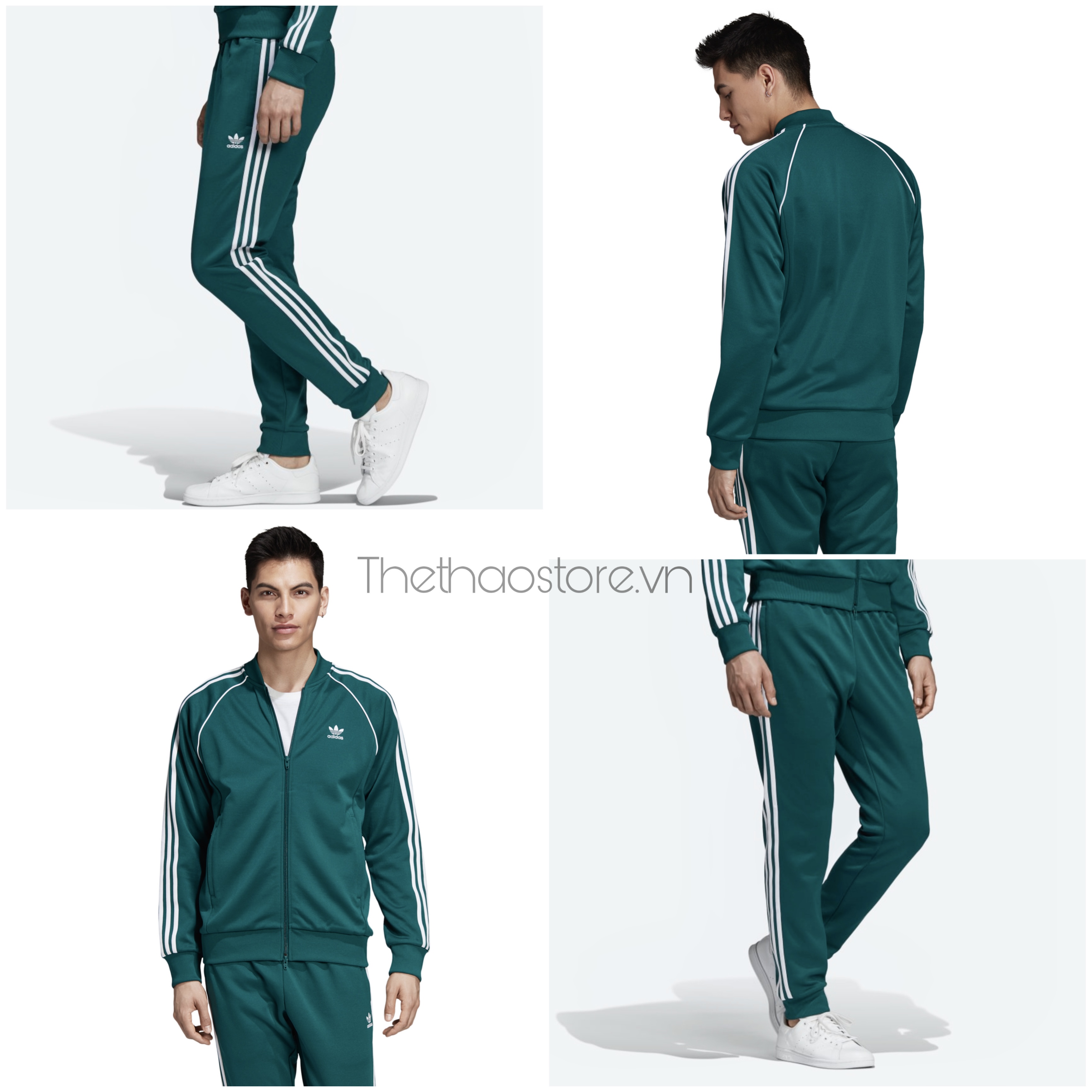 Bộ Quần Áo Thể Thao Unisex Nam Nữ Adidas Adicolor Classic Primeblue SST Track - Màu Xanh