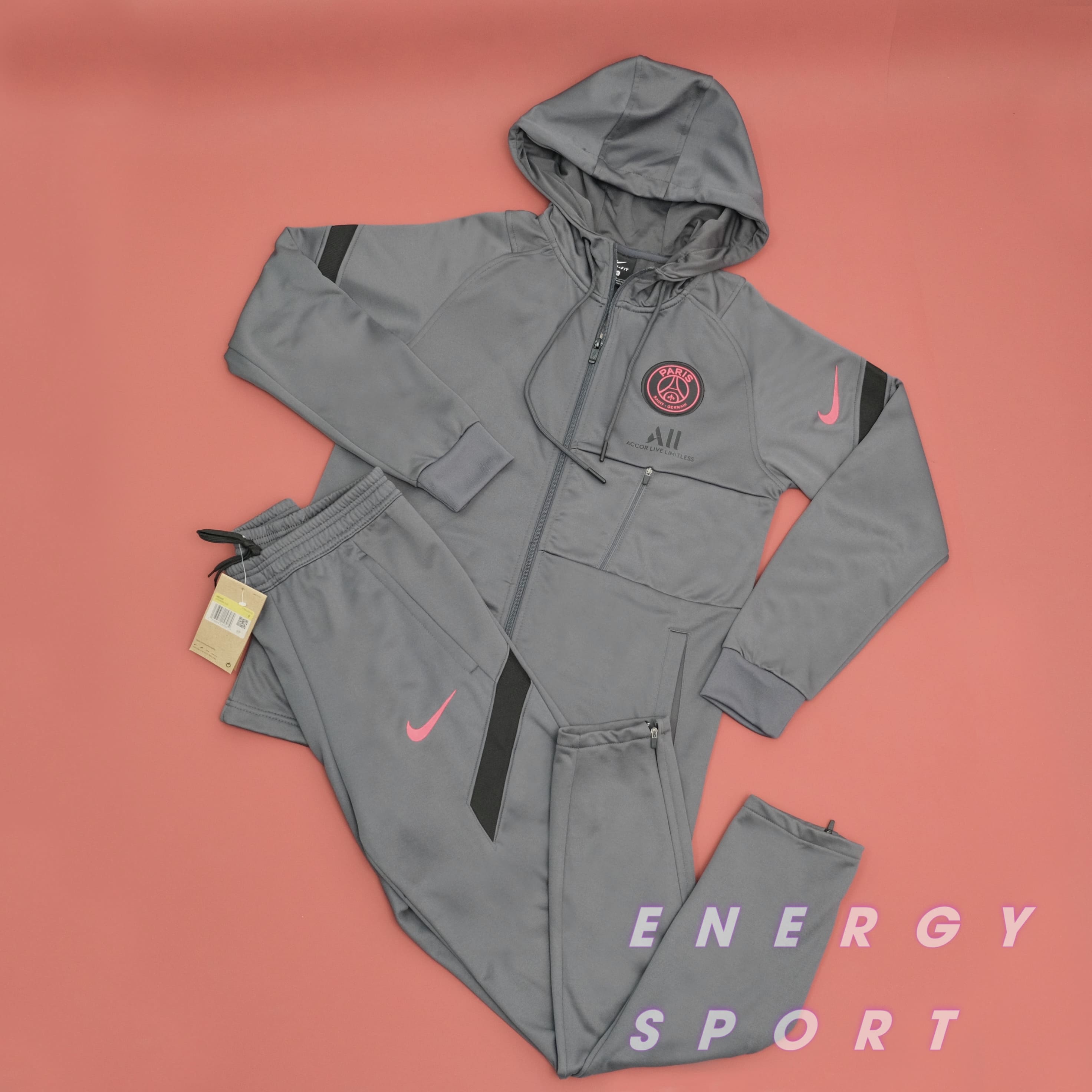 Bộ Quần Áo Thể Thao Nam Nike PSG Strike Gris Rouge