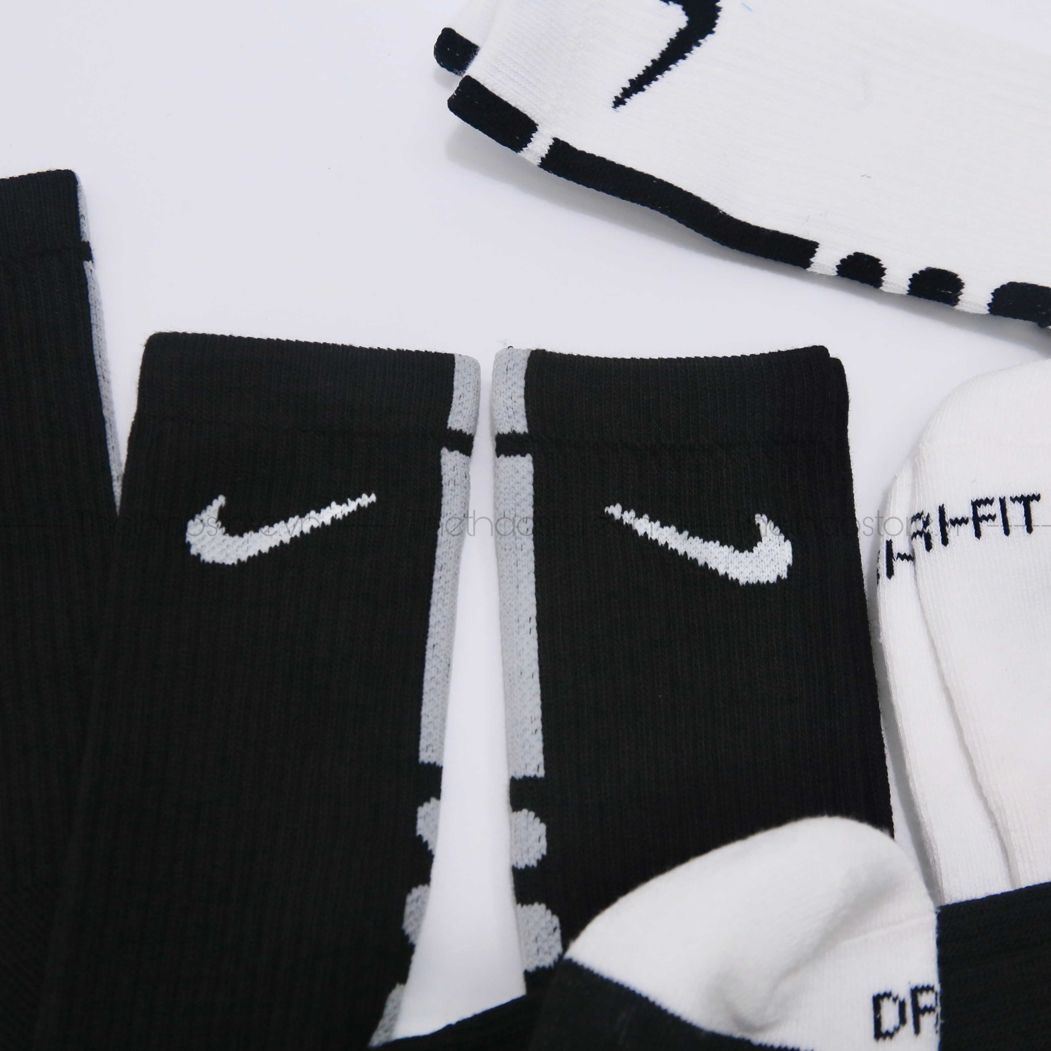 Vớ/ Tất Nike Unisex Elite Crew Basketball Cổ Cao (Đen/Trắng)