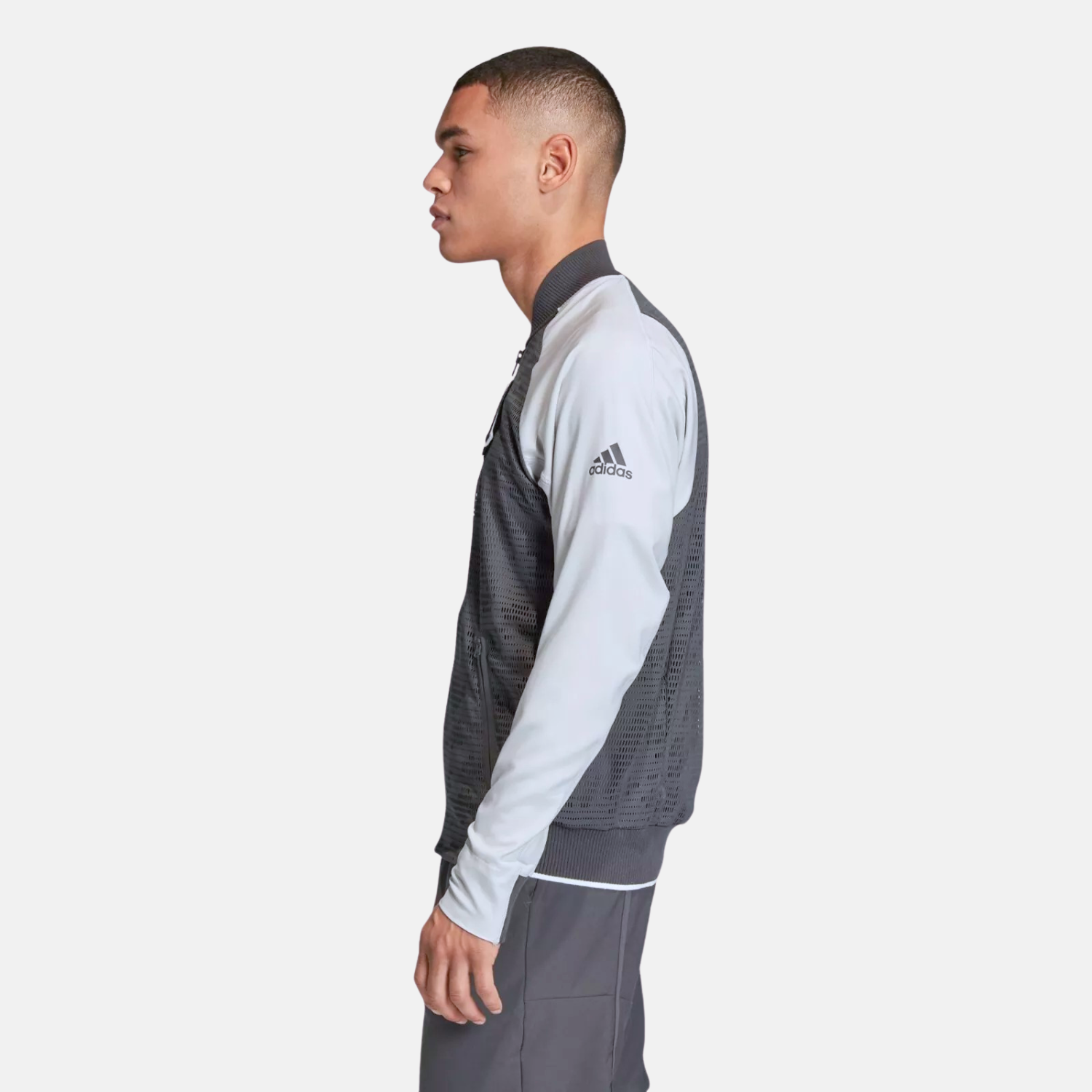 Áo Khoác Bomber Thể Thao Adidas VRCT Primeblue Xám - FB8121