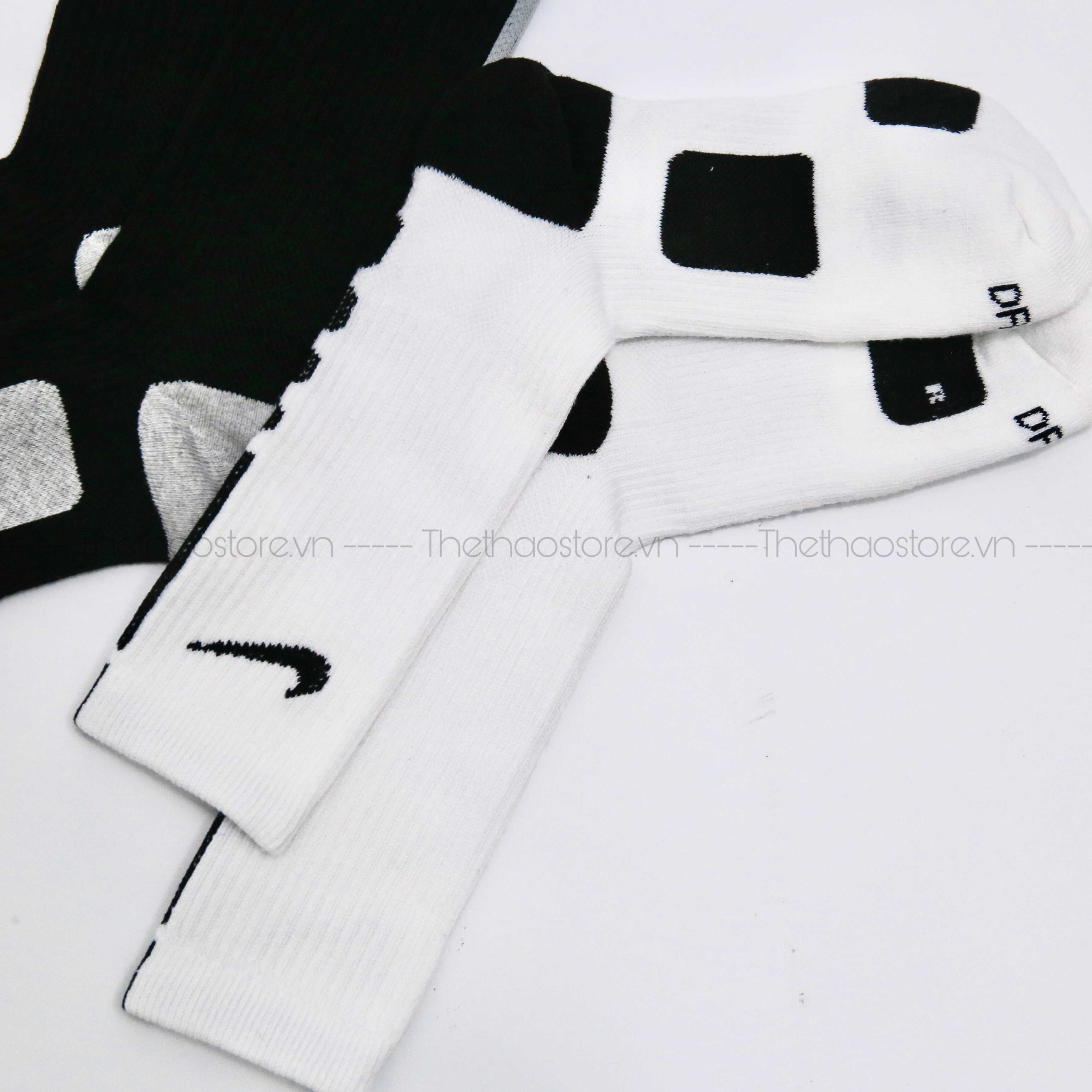 Vớ/ Tất Nike Unisex Elite Crew Basketball Cổ Cao (Đen/Trắng)