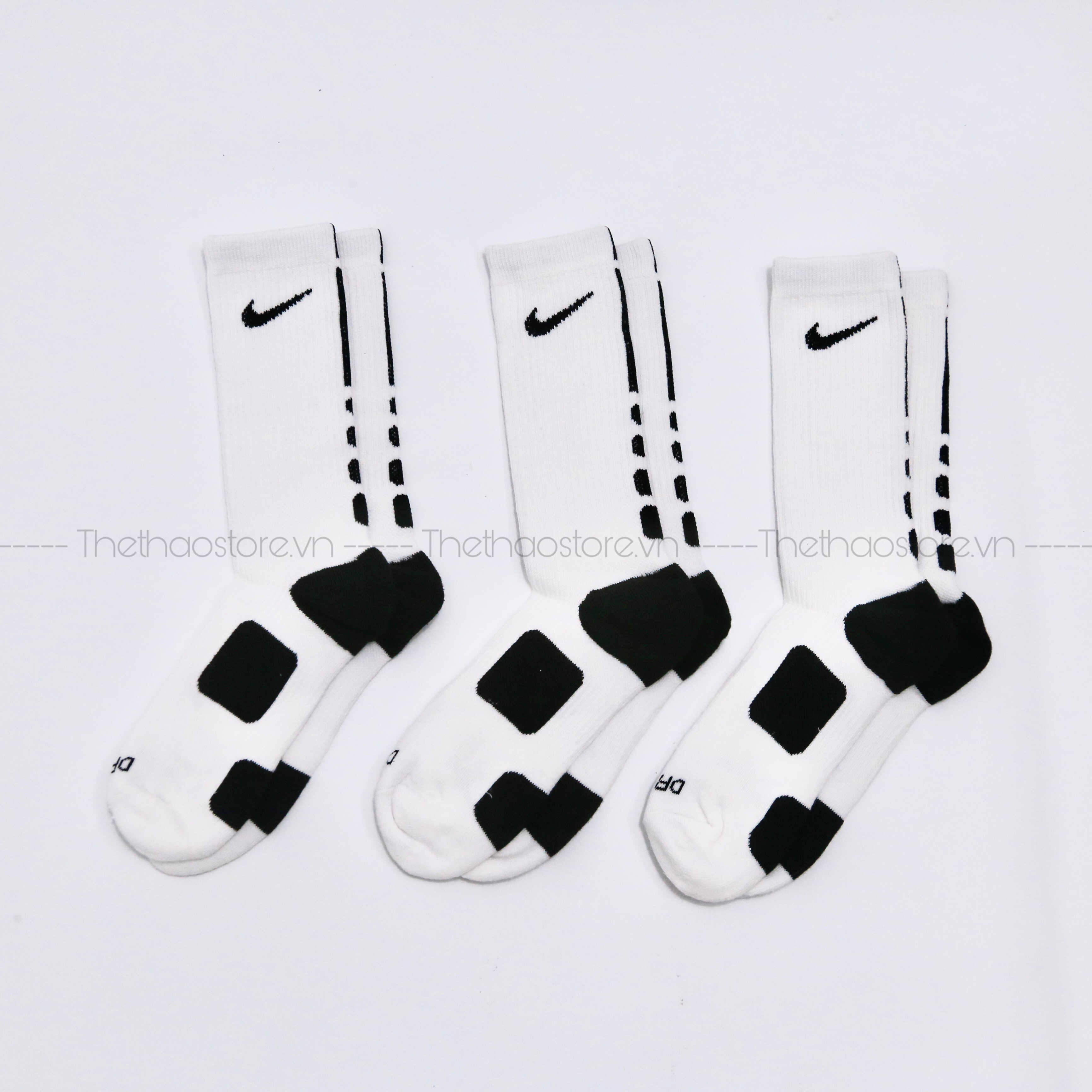 Vớ/ Tất Nike Unisex Elite Crew Basketball Cổ Cao (Đen/Trắng)