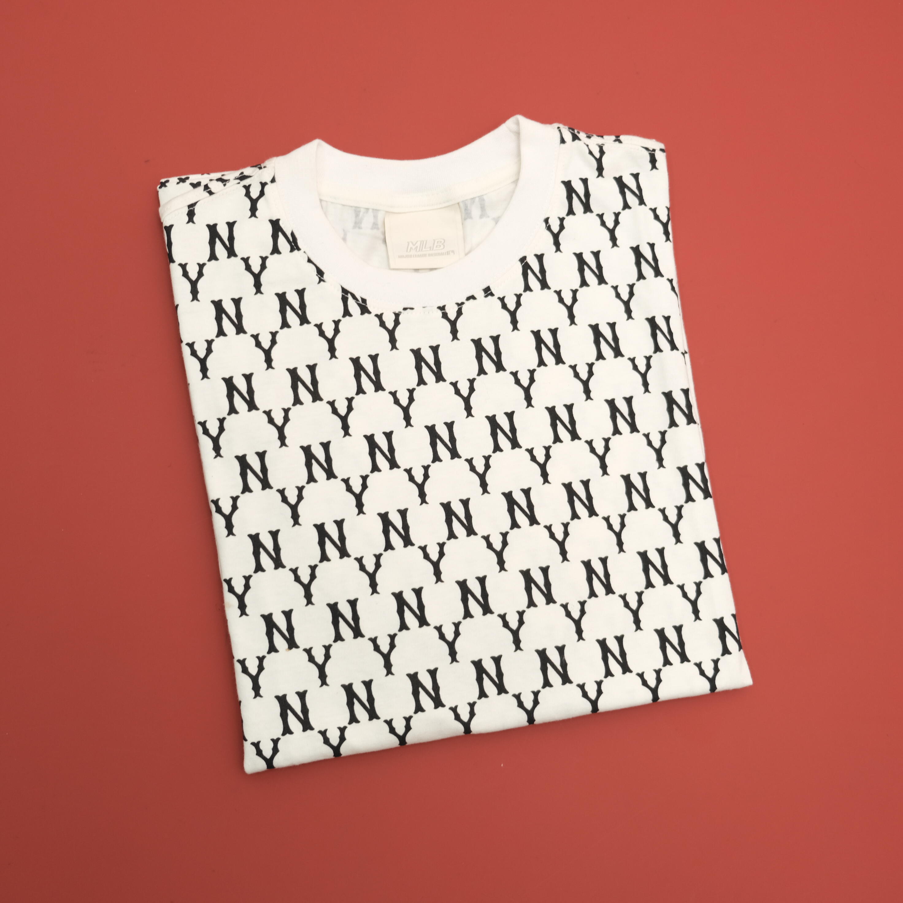 Áo Thun M.L.B Unisex Cho Nam Nữ Cổ Tròn Tay Ngắn Hoạ Tiết In Hoạ Tiết