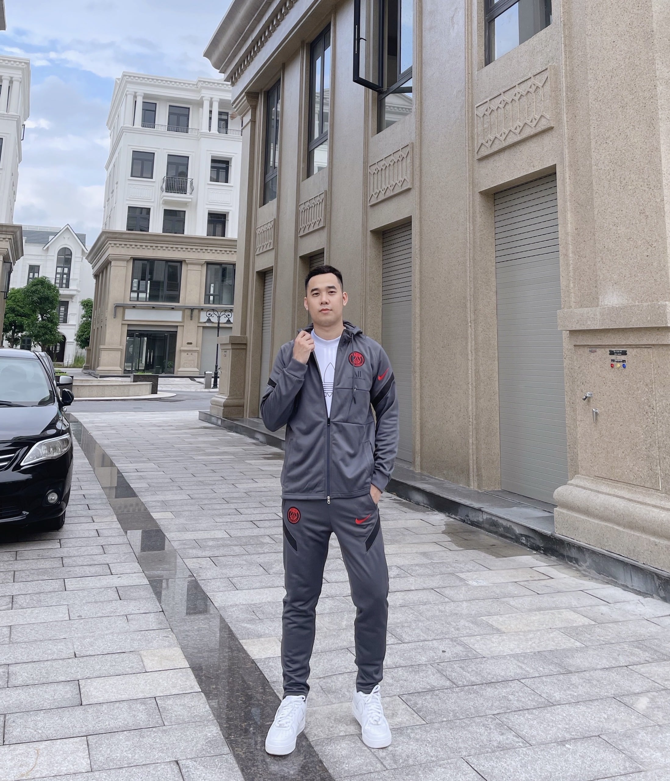 Bộ Quần Áo Thể Thao Nam Nike PSG Strike Gris Rouge