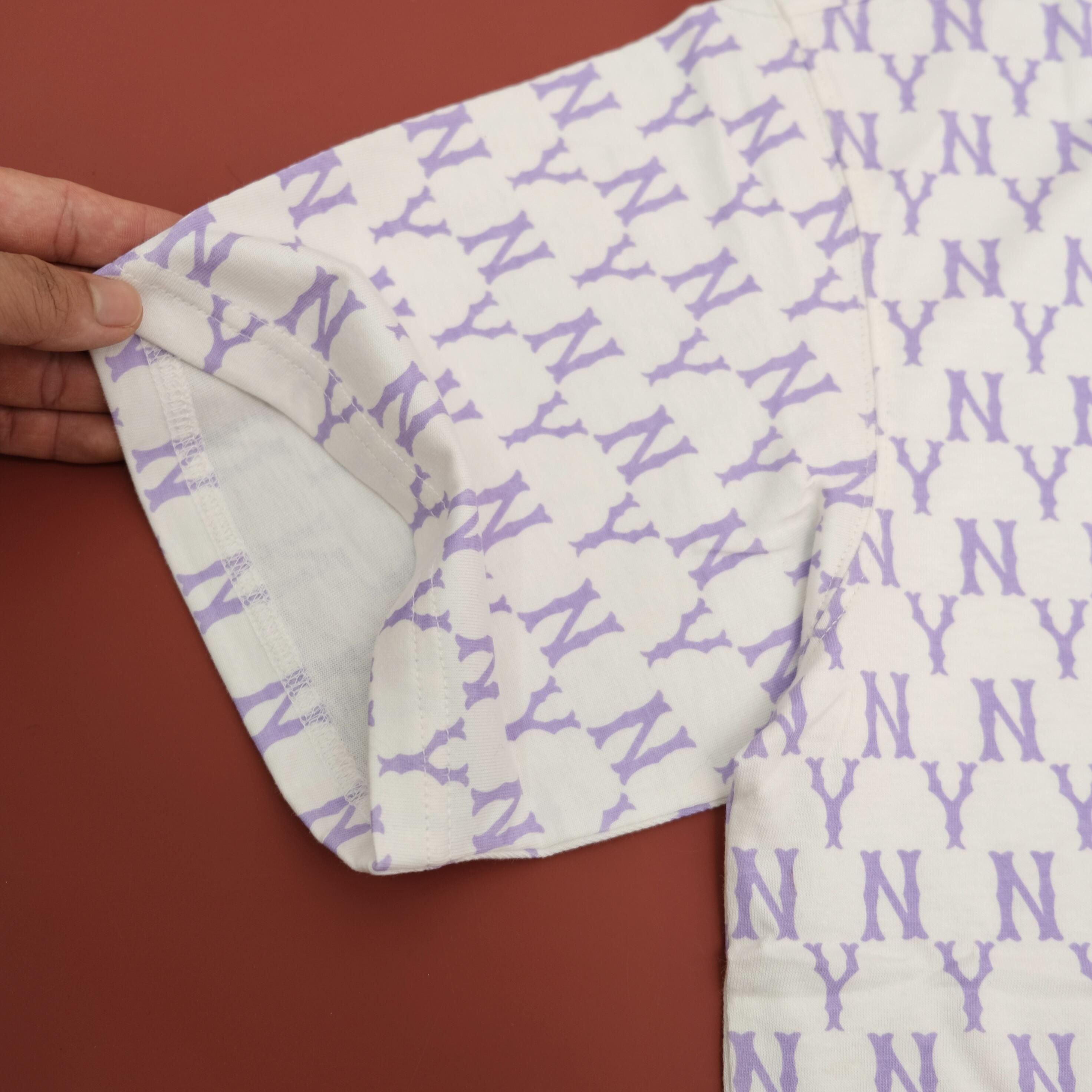 Áo Thun M.L.B Unisex Cho Nam Nữ Cổ Tròn Tay Ngắn Hoạ Tiết In Hoạ Tiết