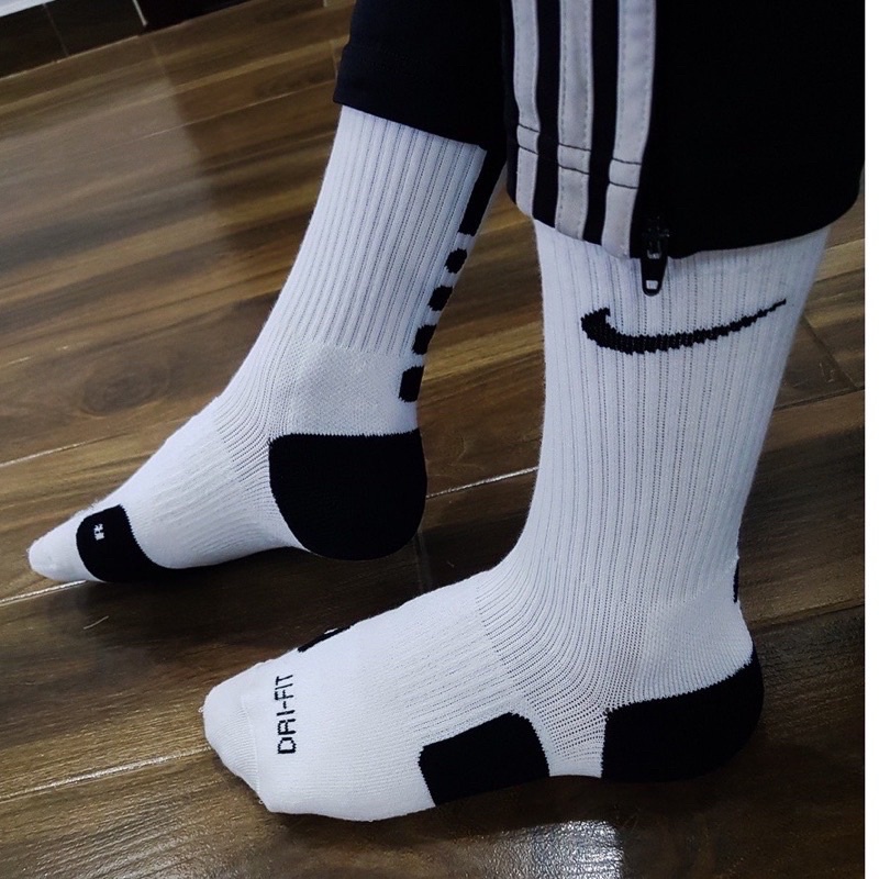 Vớ/ Tất Nike Unisex Elite Crew Basketball Cổ Cao (Đen/Trắng)