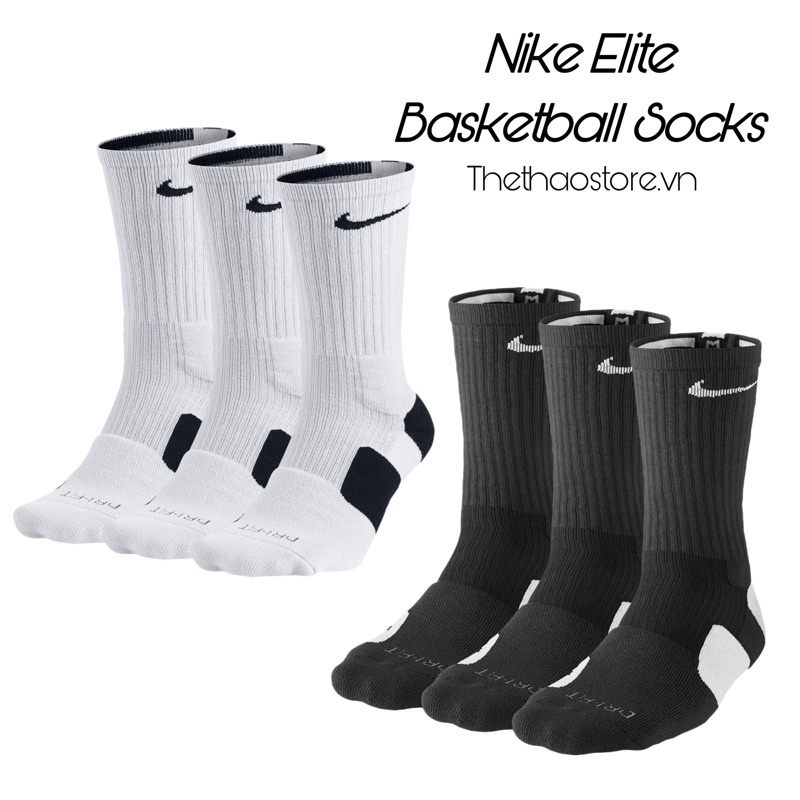 Vớ/ Tất Nike Unisex Elite Crew Basketball Cổ Cao (Đen/Trắng)