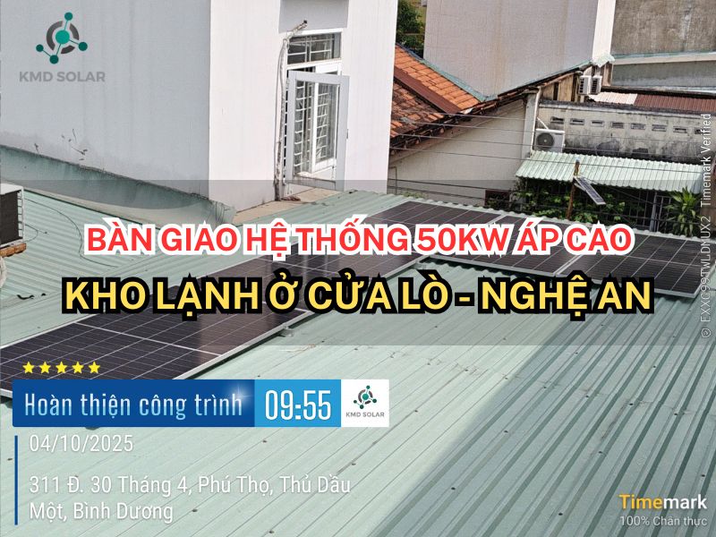 Bàn giao hệ thống 50kW áp cao cho kho lạnh ở Cửa Lò - Nghệ An