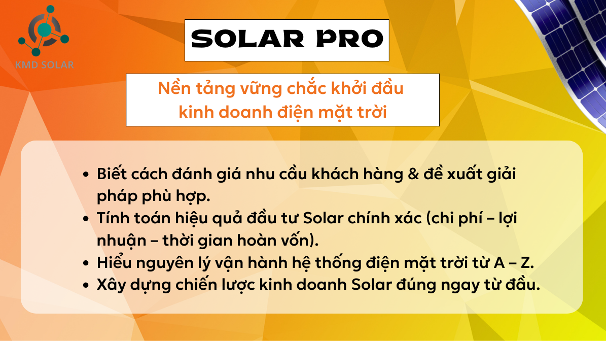 SOLAR PRO – Nền tảng vững chắc để khởi đầu kinh doanh điện mặt trời