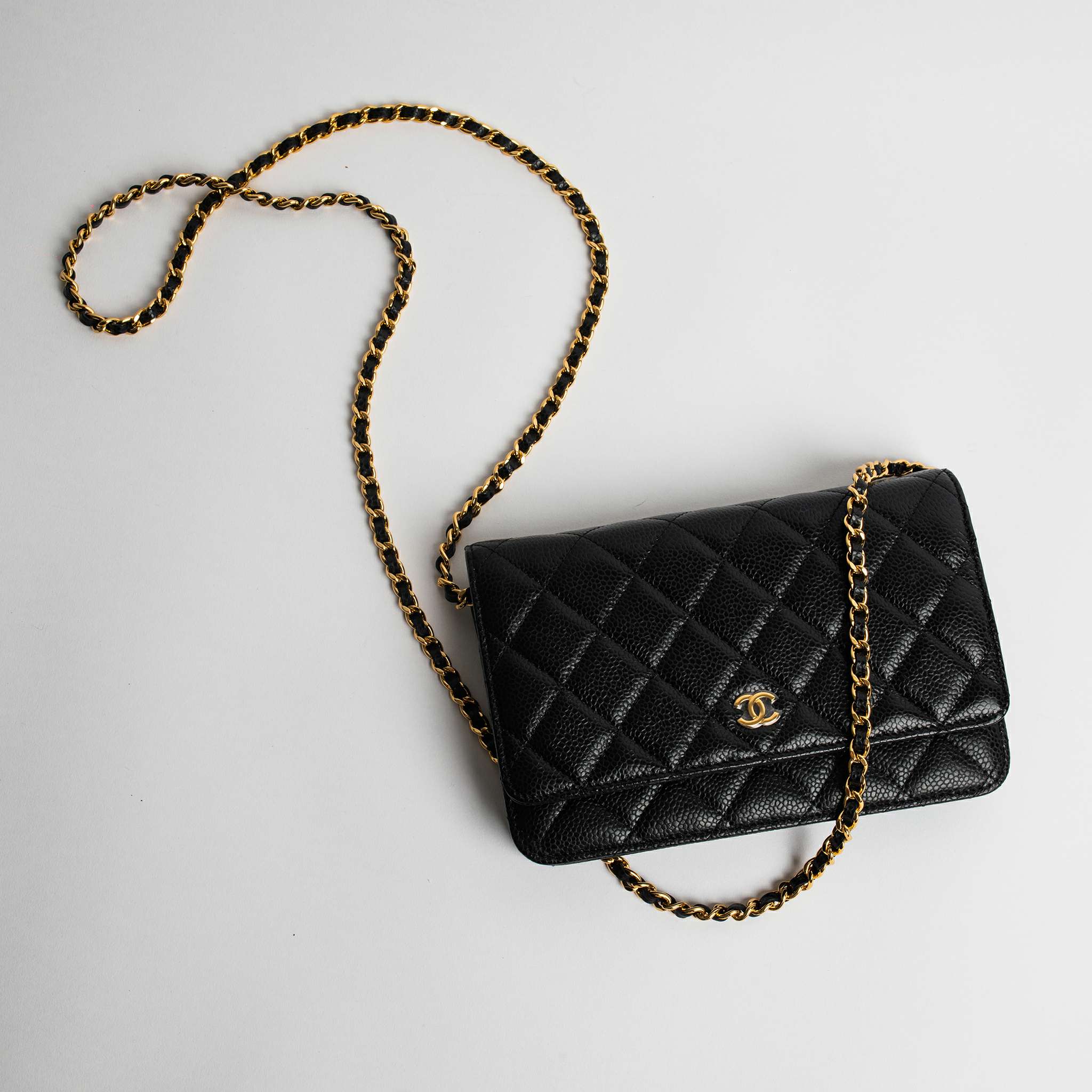 Chanel Classic Wallet on Chain WoC in Black Caviar with Shiny Silver  Hardware  SOLD