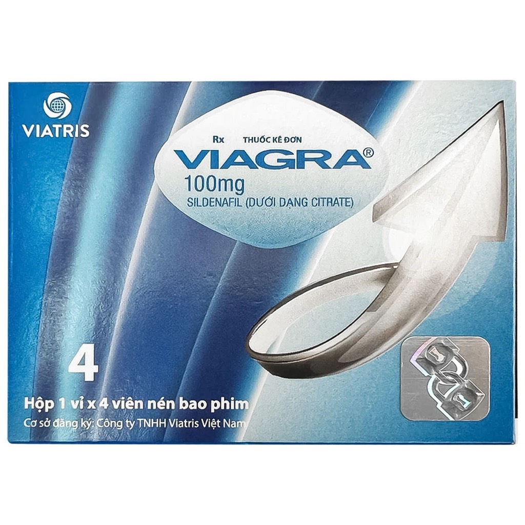 VIAGRA 100MG (HỘP 4 VIÊN) ĐIỀU TRỊ RỐI LOẠN CƯƠNG DƯƠNG